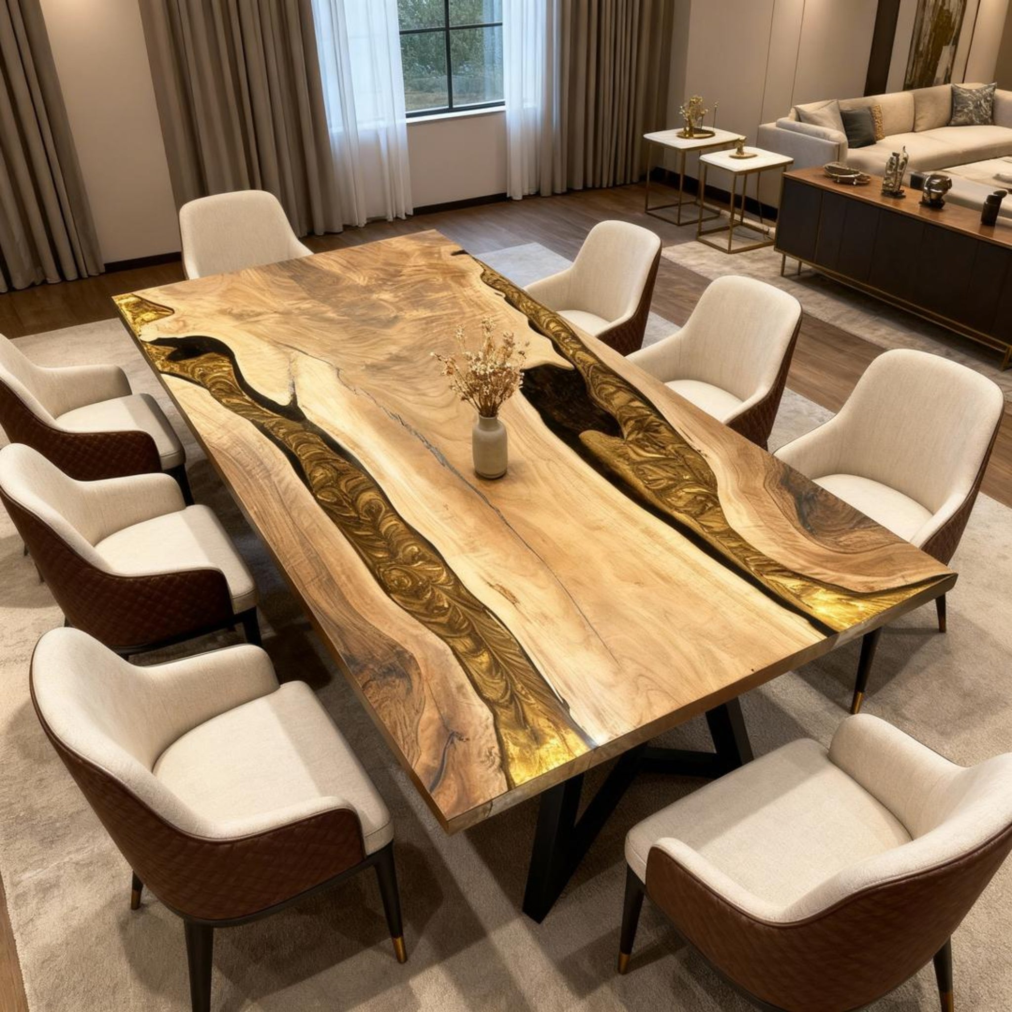 Custom-Black-Walnut-Epoxy-Resin-River-Table-Gold-QLT-57-0125