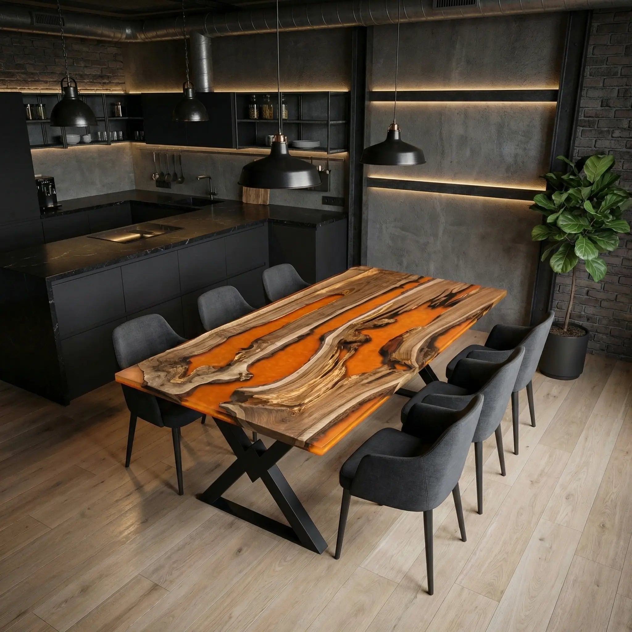 Custom-Black-Walnut-Epoxy-Resin-River-Table-Orange-Resin-BTR-72-20