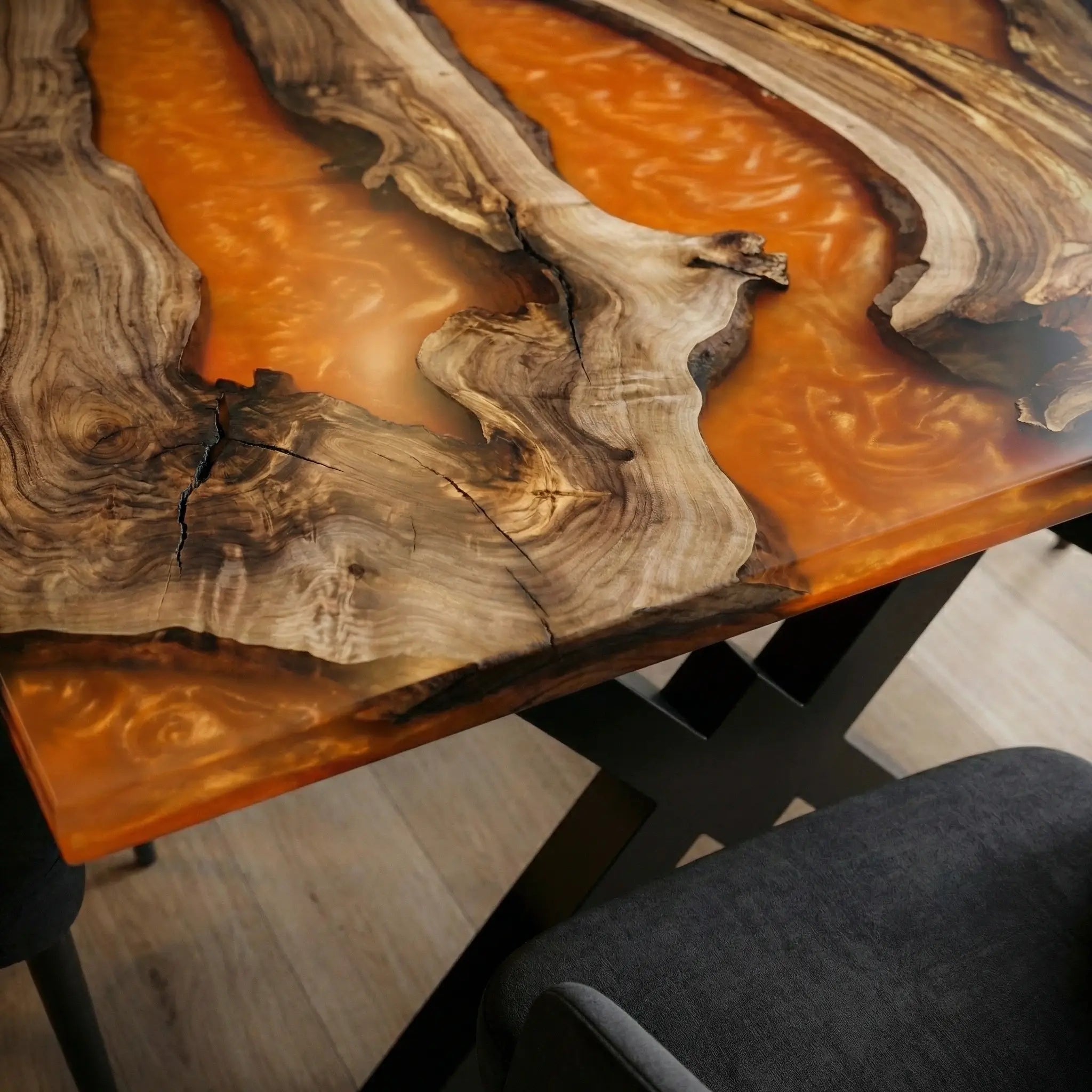 Custom-Black-Walnut-Epoxy-Resin-River-Table-Orange-Resin-BTR-72-22