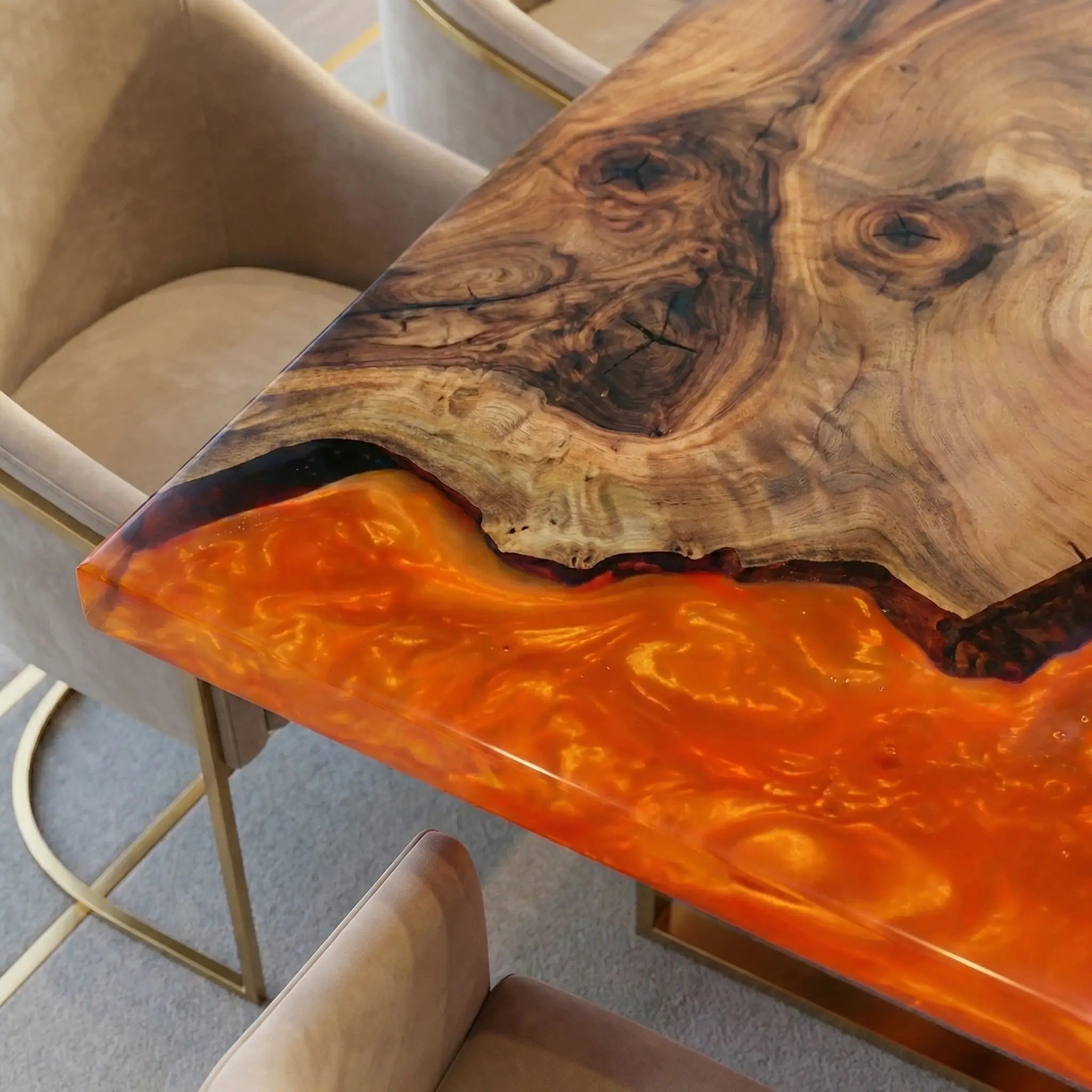 Custom-Black-Walnut-Epoxy-Resin-River-Table-Orange-Resin-HRT-23-20