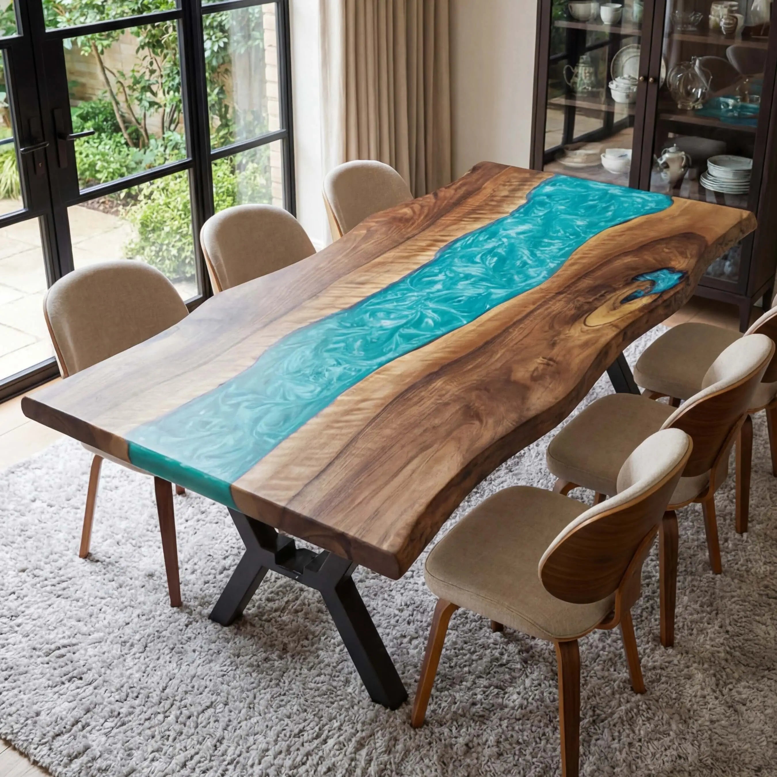 Custom-Black-Walnut-Epoxy-Resin-River-Table-Pearl-Green-TRT-58-22