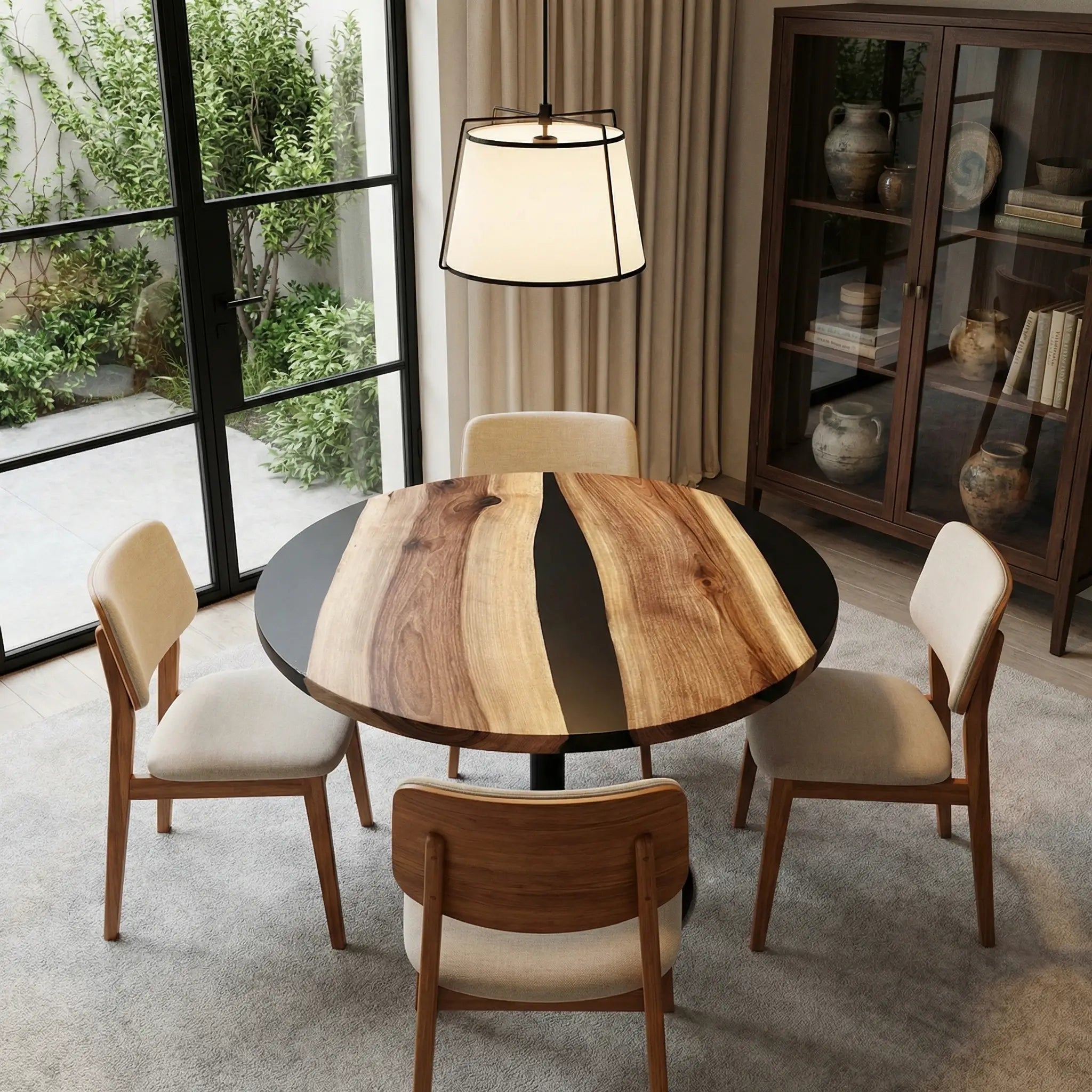 Custom-Black-Walnut-Epoxy-Resin-Round-Coffee-Table-Black-Resin-ERT-11-18