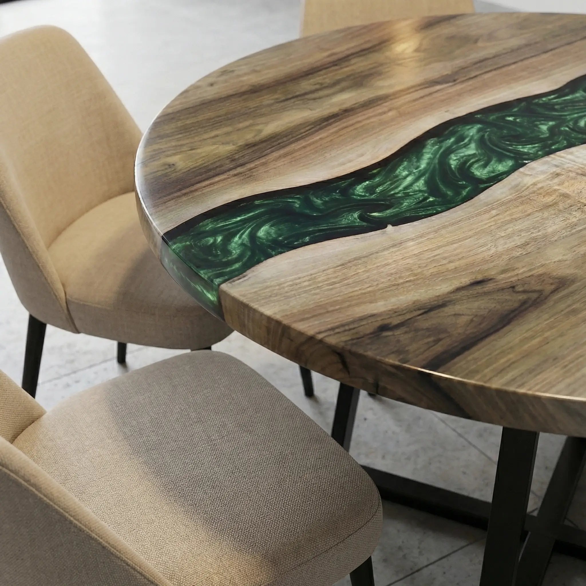 Custom-Black-Walnut-Epoxy-Resin-Round-Coffee-Table-Green-Resin-XRT-12-21