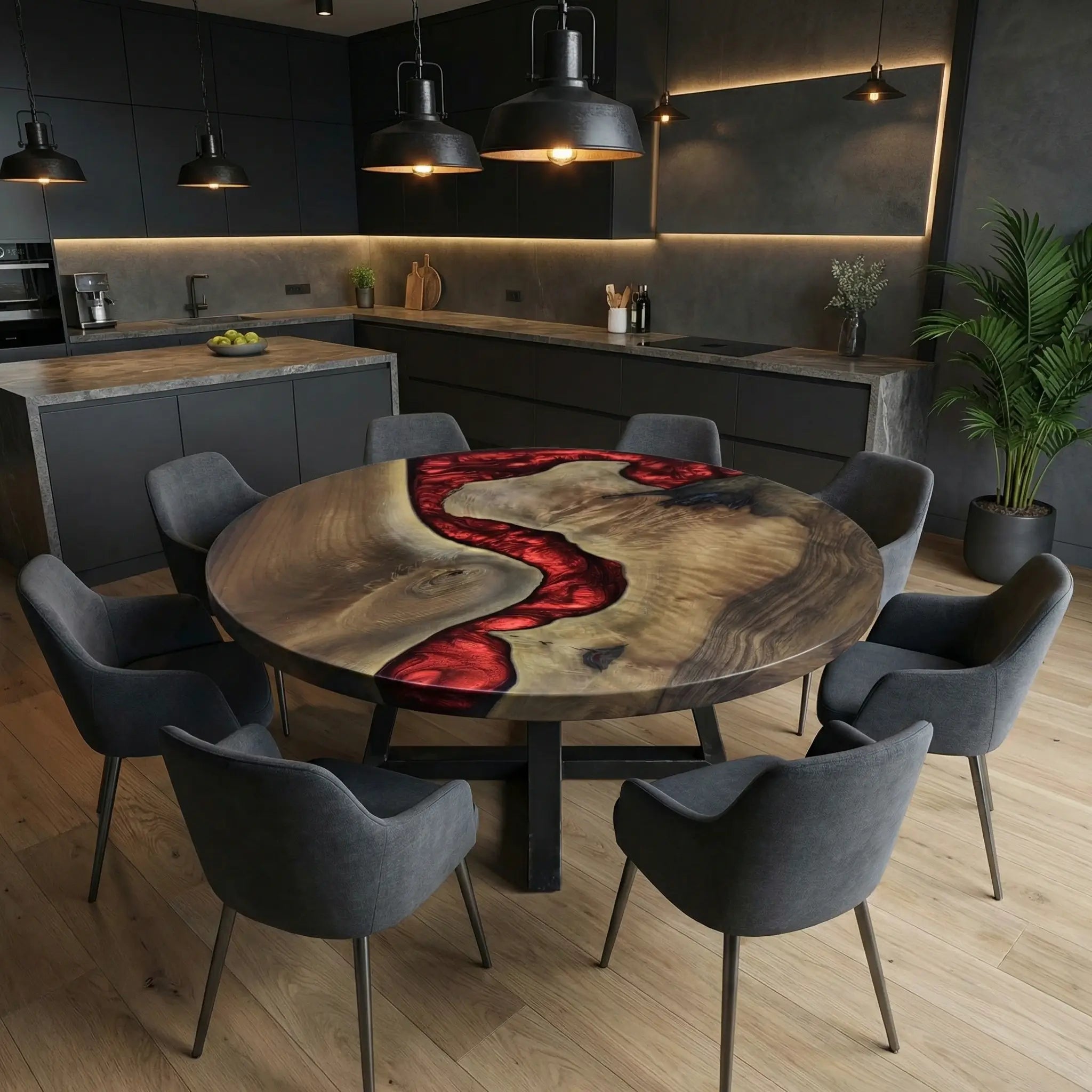 Custom-Black-Walnut-Epoxy-Resin-Round-Coffee-Table-Red-Resin-RWT-82-18