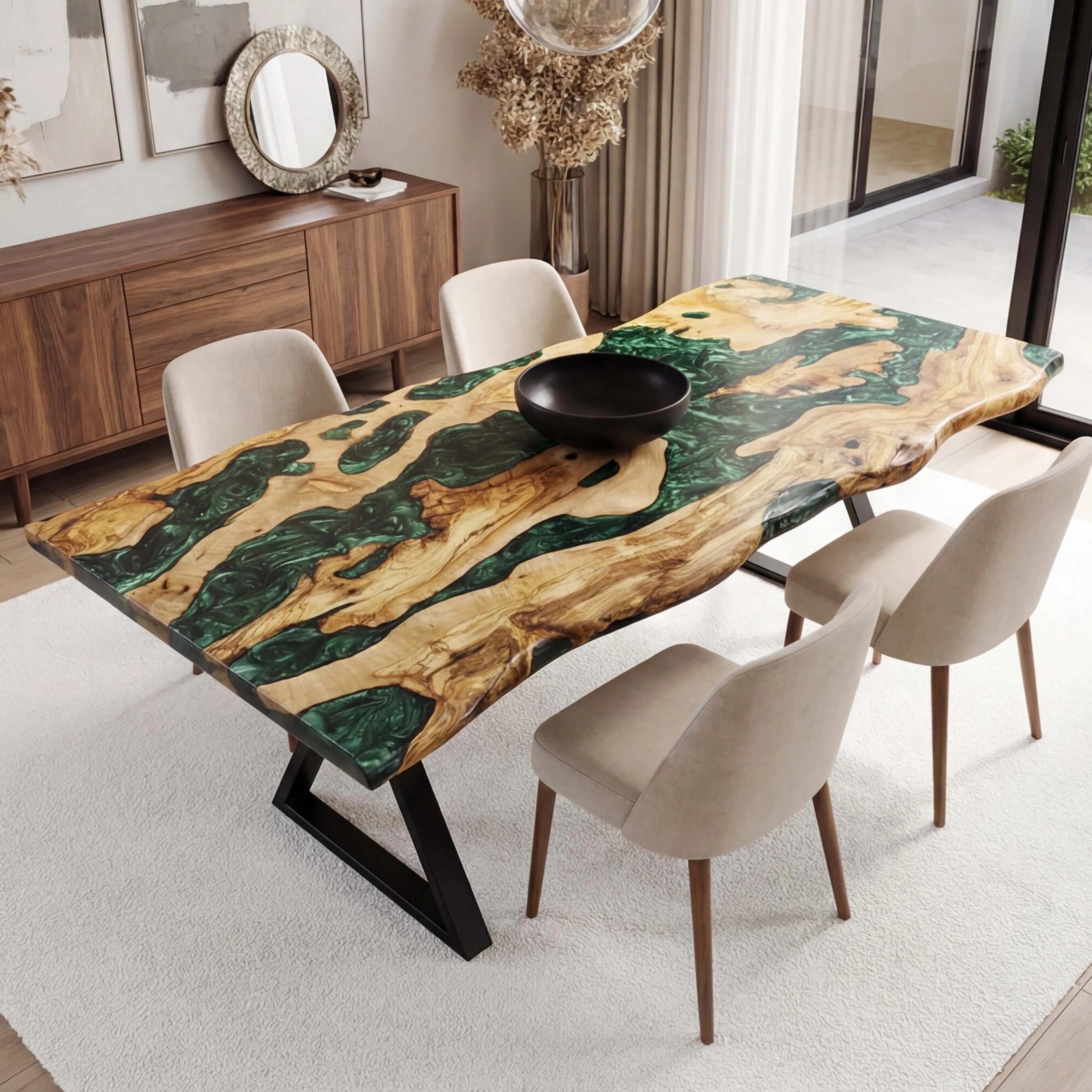 Custom-Olive-Epoxy-Resin-River-Table-Green-Pearl-ZRT-84-18