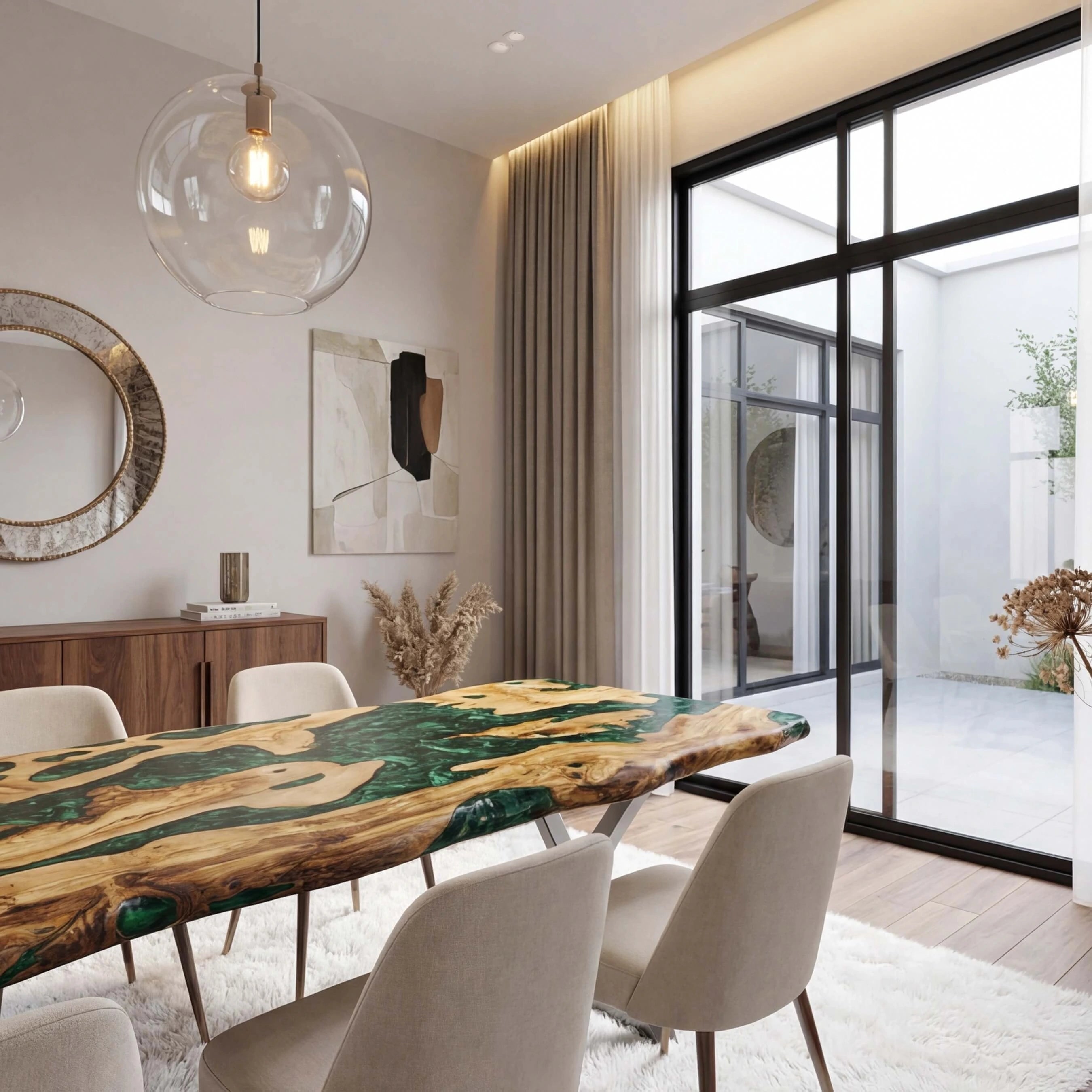 Custom-Olive-Epoxy-Resin-River-Table-Green-Pearl-ZRT-84-20