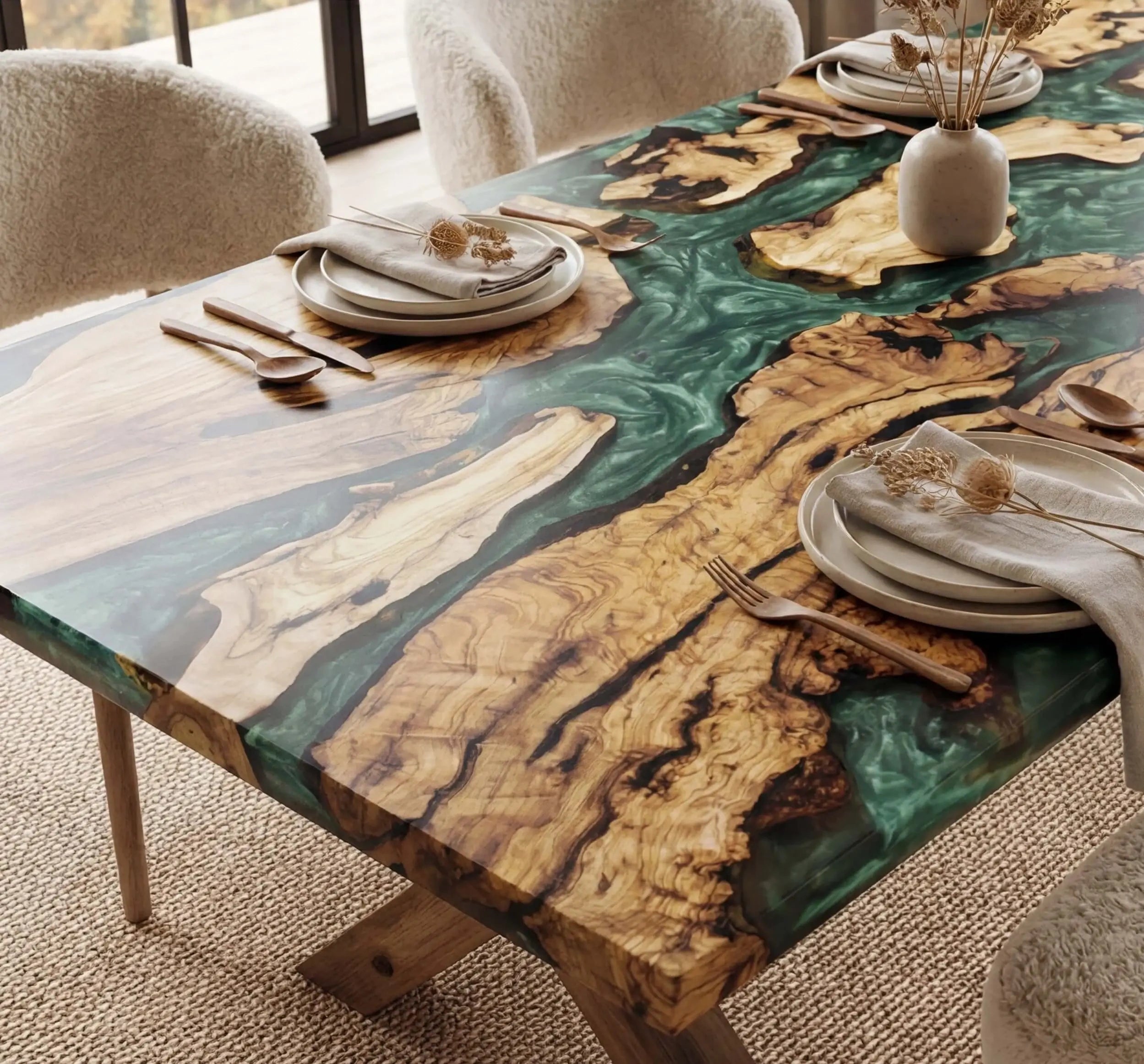 Custom-Olive-Epoxy-Resin-River-Table-Pearl-Green-TRT-63-20