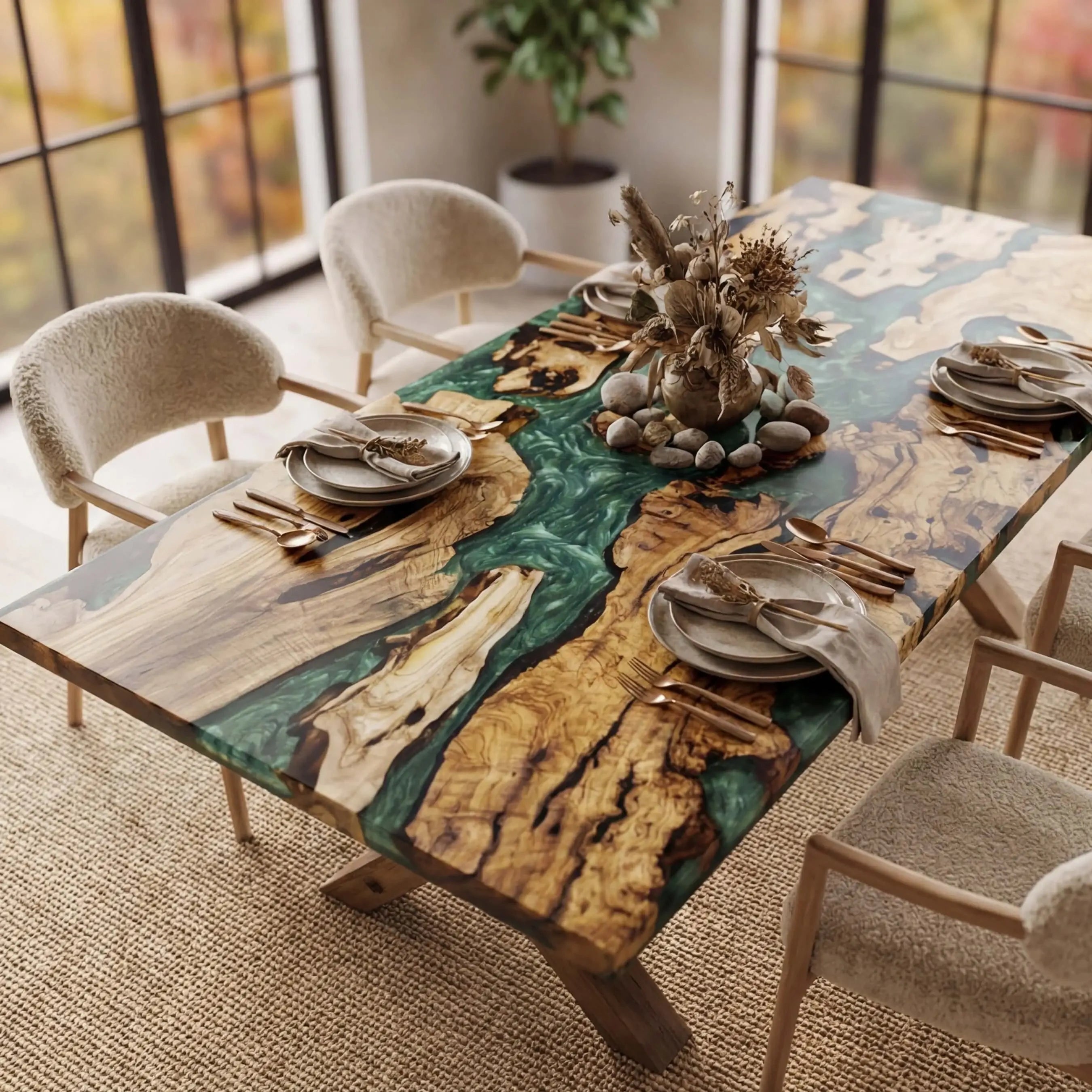 Custom-Olive-Epoxy-Resin-River-Table-Pearl-Green-TRT-63-21