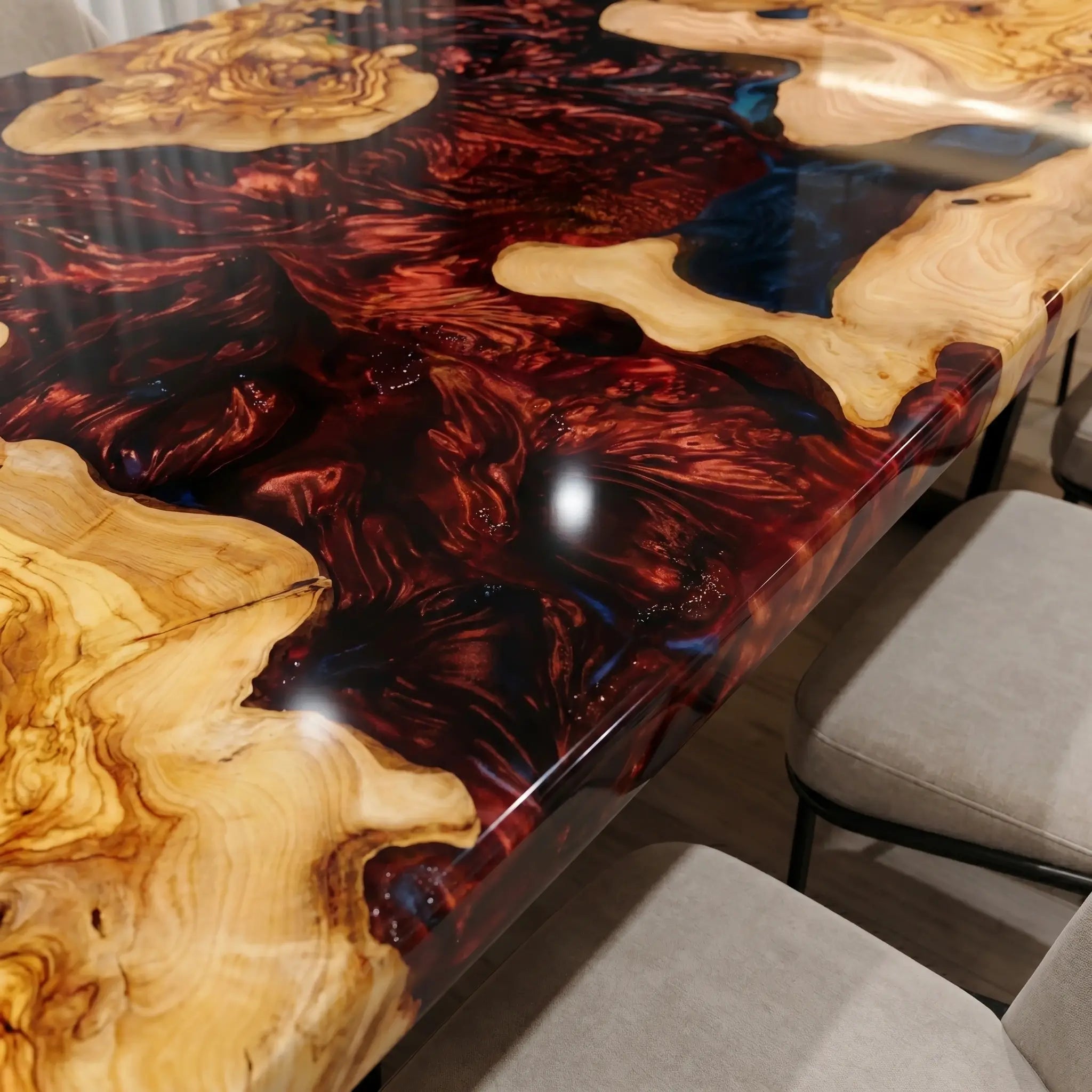 Custom-Olive-Epoxy-Resin-River-Table-Red-Resin-JTR-42-20
