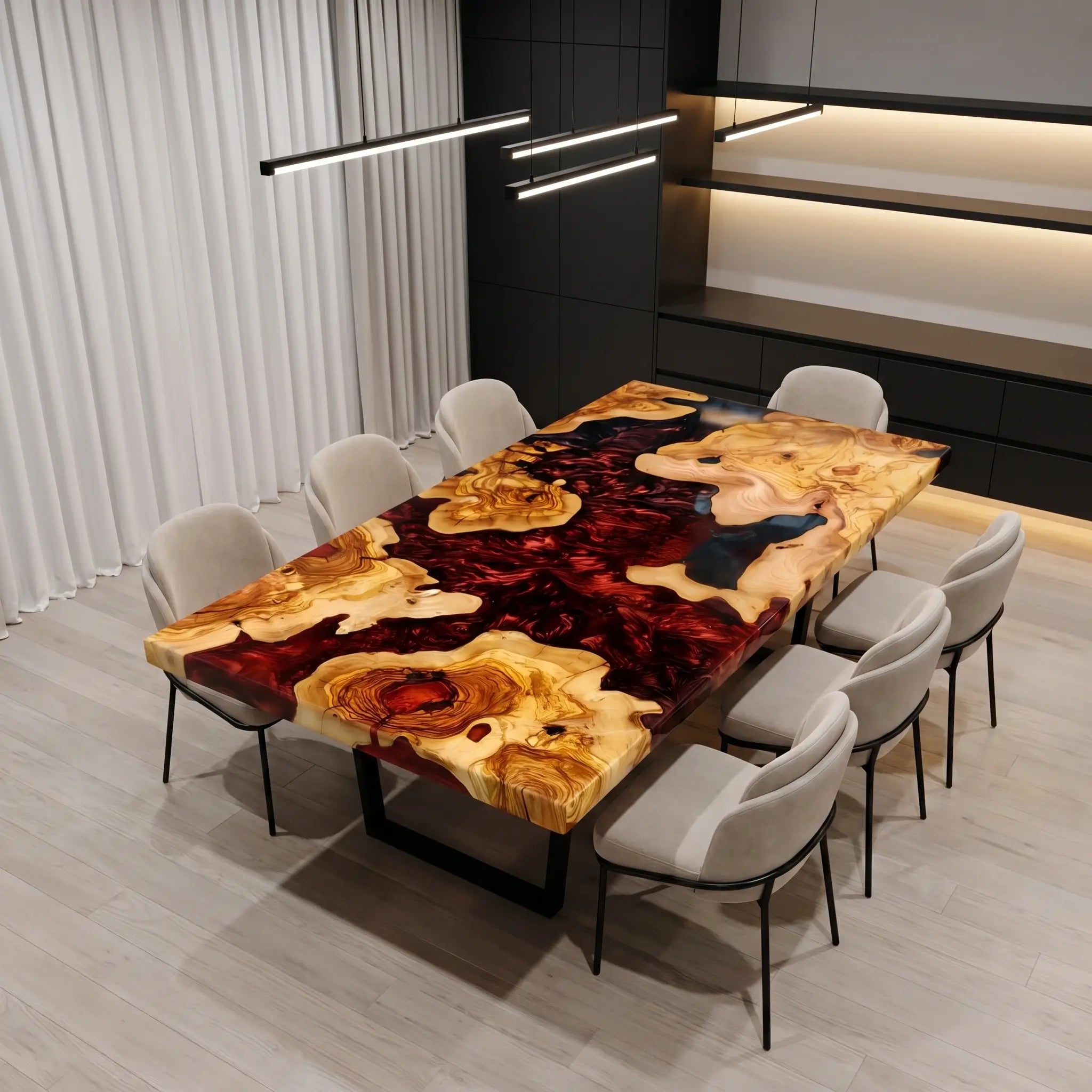 Custom-Olive-Epoxy-Resin-River-Table-Red-Resin-JTR-42-22