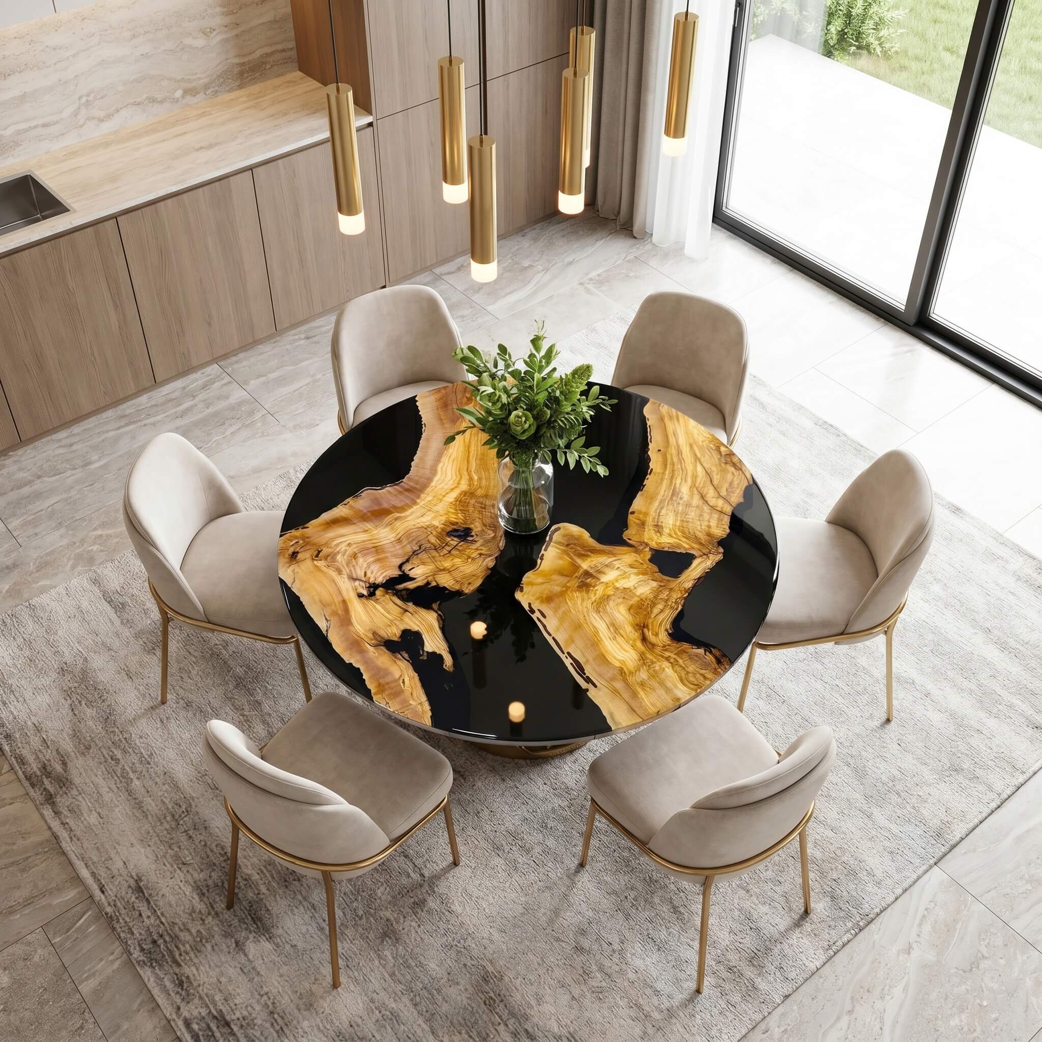 Custom-Olive-Epoxy-Resin-Round-Coffee-Table-Black-Resin-ORM-11-18