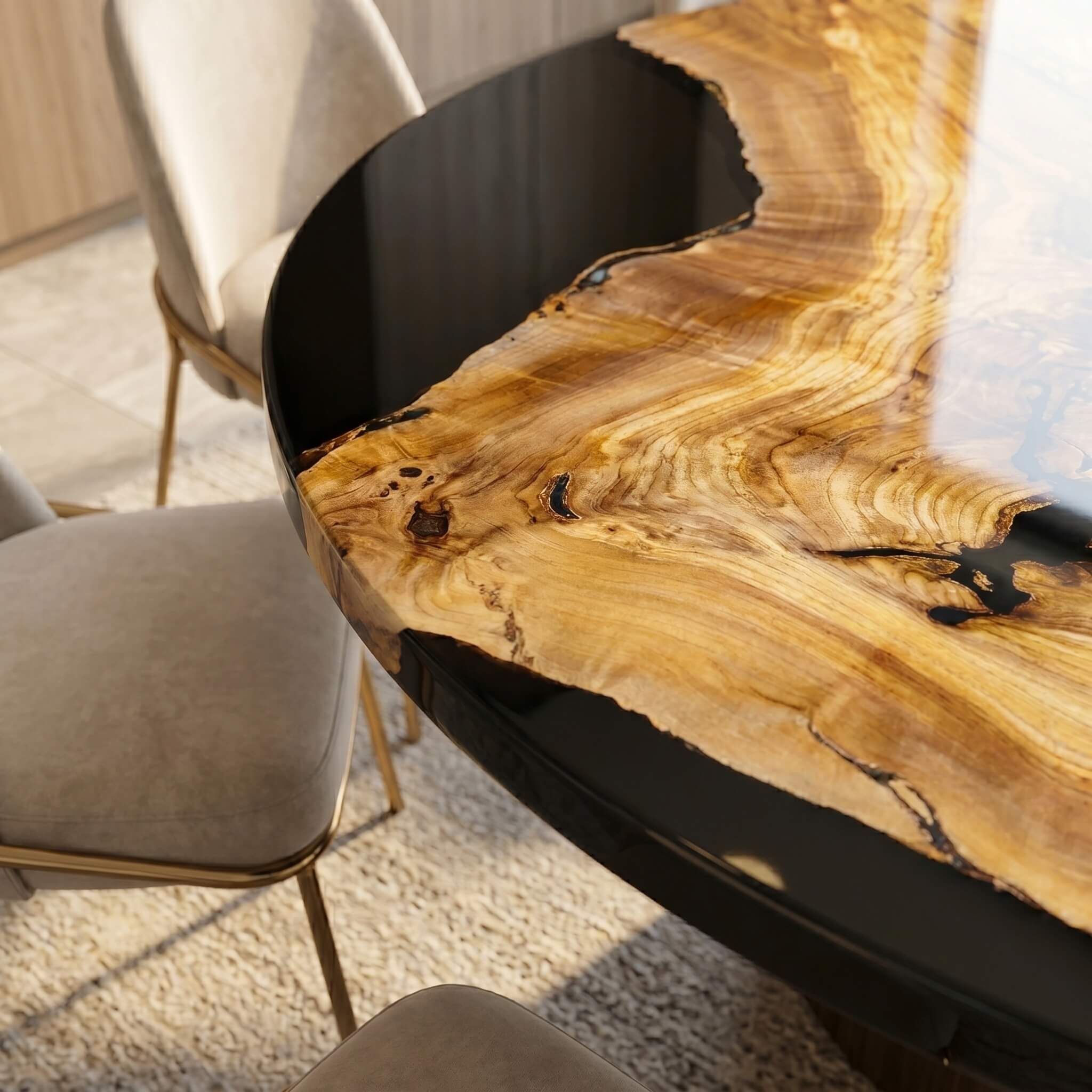 Custom-Olive-Epoxy-Resin-Round-Coffee-Table-Black-Resin-ORM-11-20