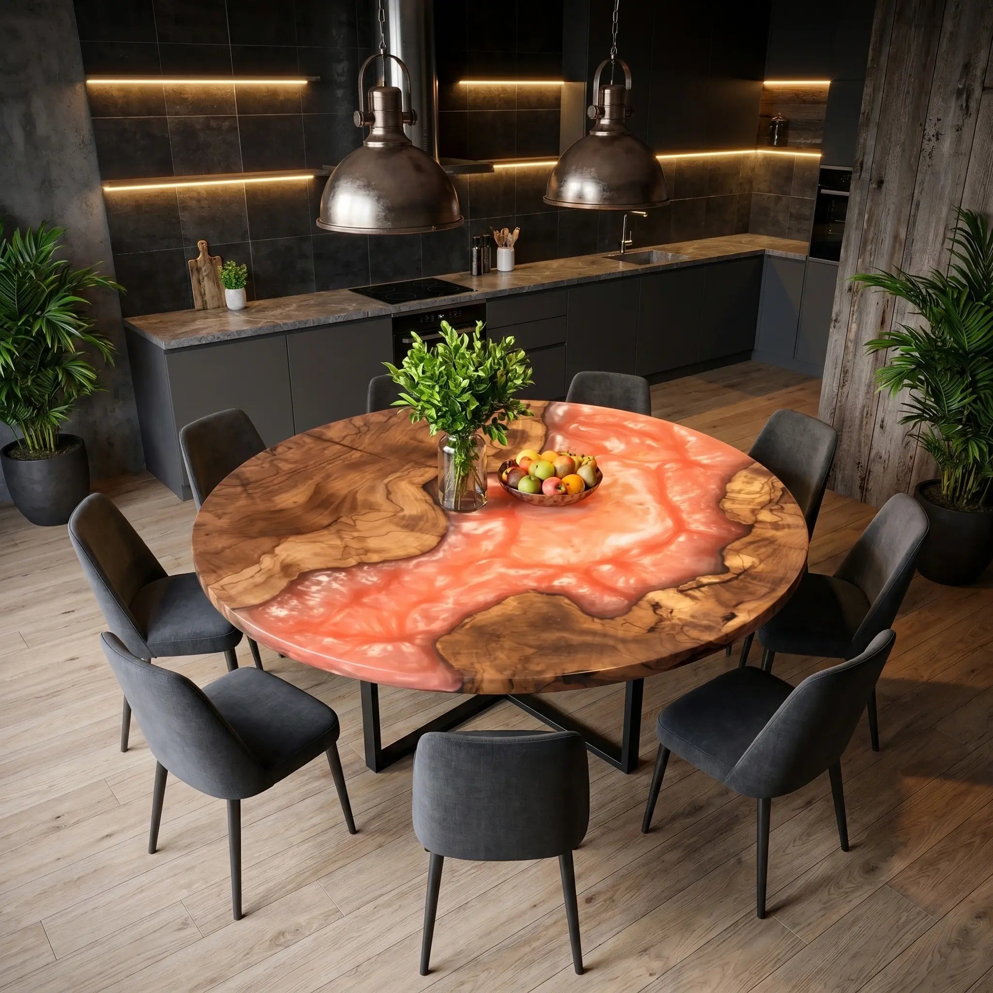 Custom-Olive-Epoxy-Resin-Round-Coffee-Table-Orange-Resin-ERX-84-18