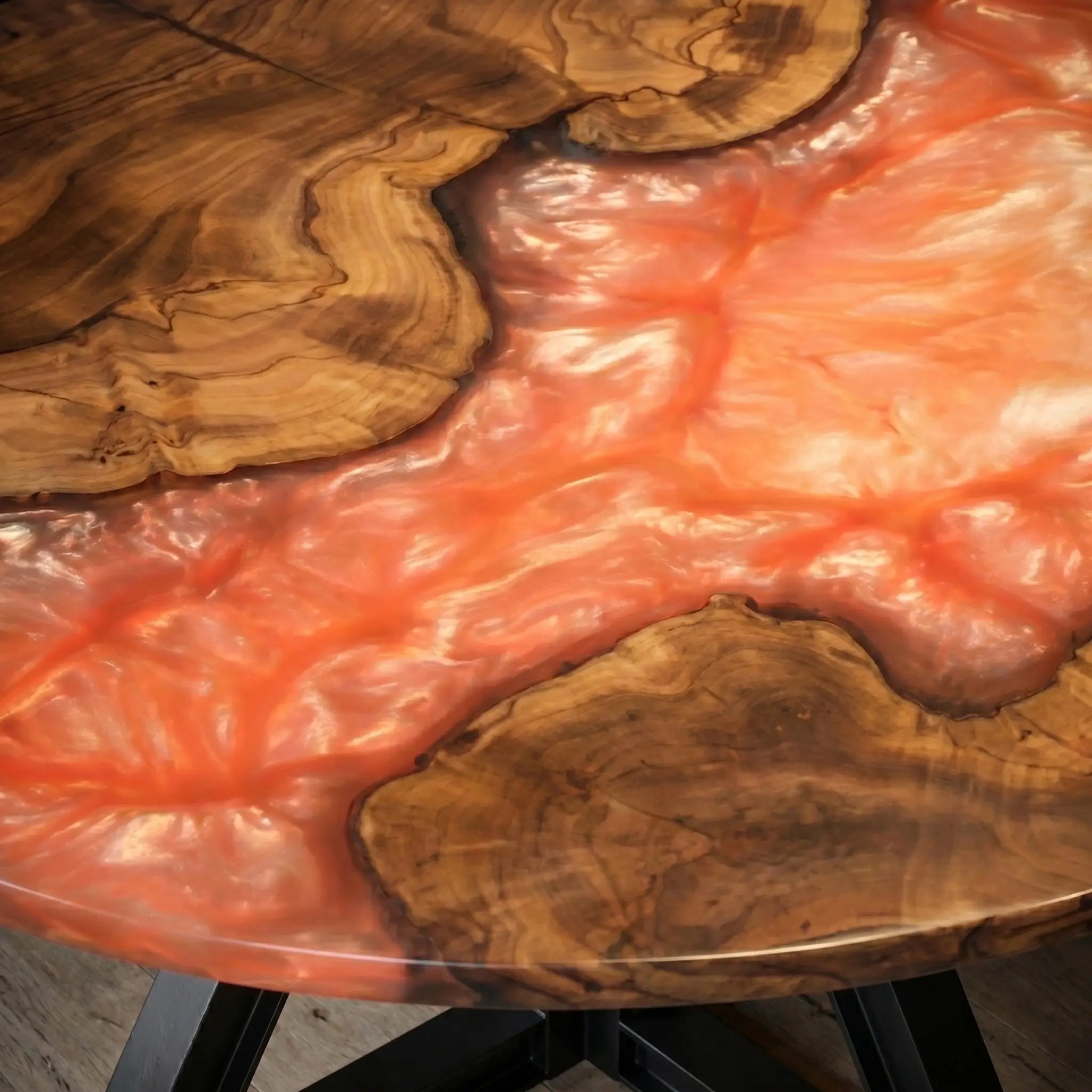 Custom-Olive-Epoxy-Resin-Round-Coffee-Table-Orange-Resin-ERX-84-19