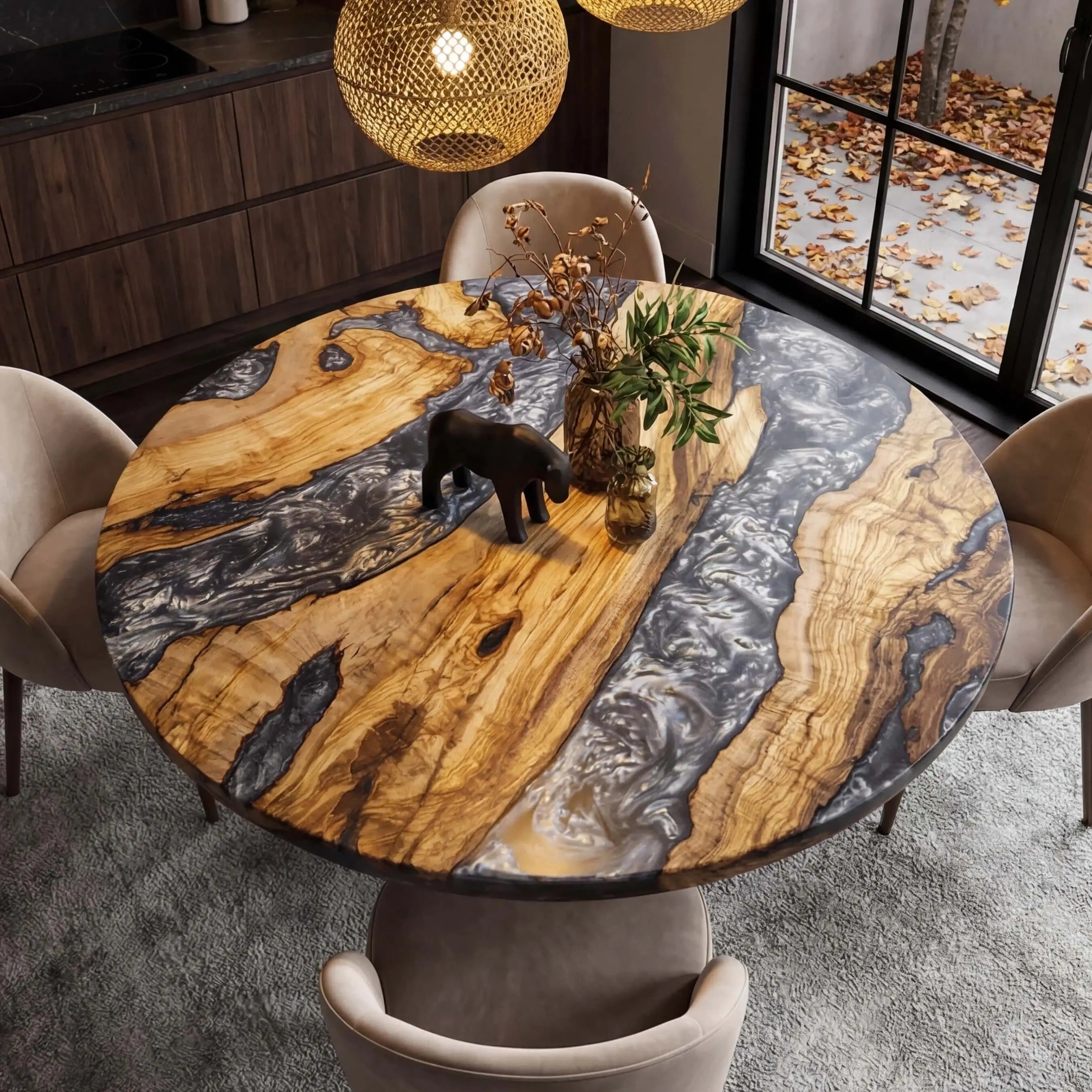 Custom-Olive-Epoxy-Resin-Round-Coffee-Table-Pearl-Gray-Resin-ERT-59-19