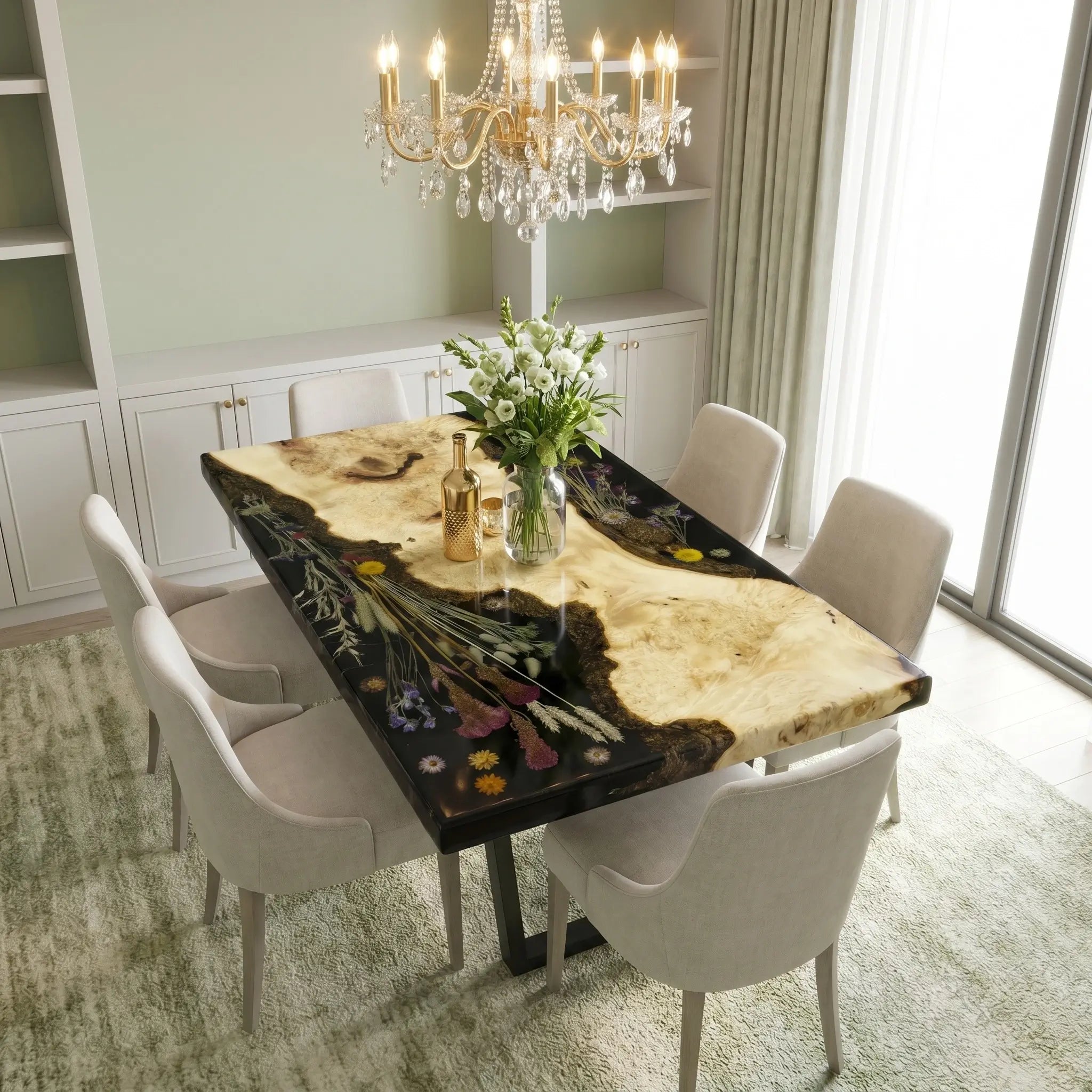 Custom-Poplar-Epoxy-Resin-Rectangular-Flower-Coffee-Table-Black-Resin-ERP-33-20