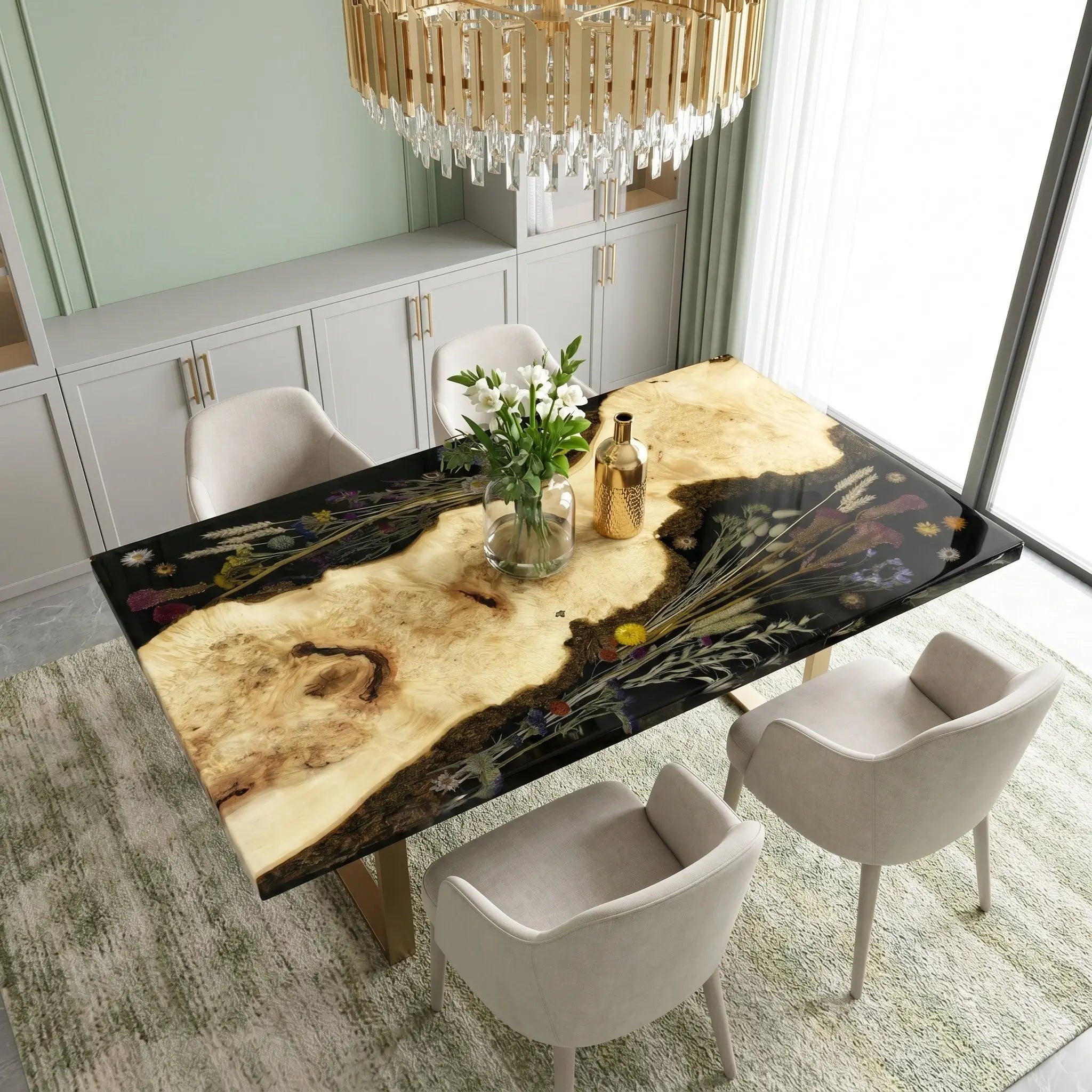 Custom-Poplar-Epoxy-Resin-Rectangular-Flower-Coffee-Table-Black-Resin-ERP-33-21