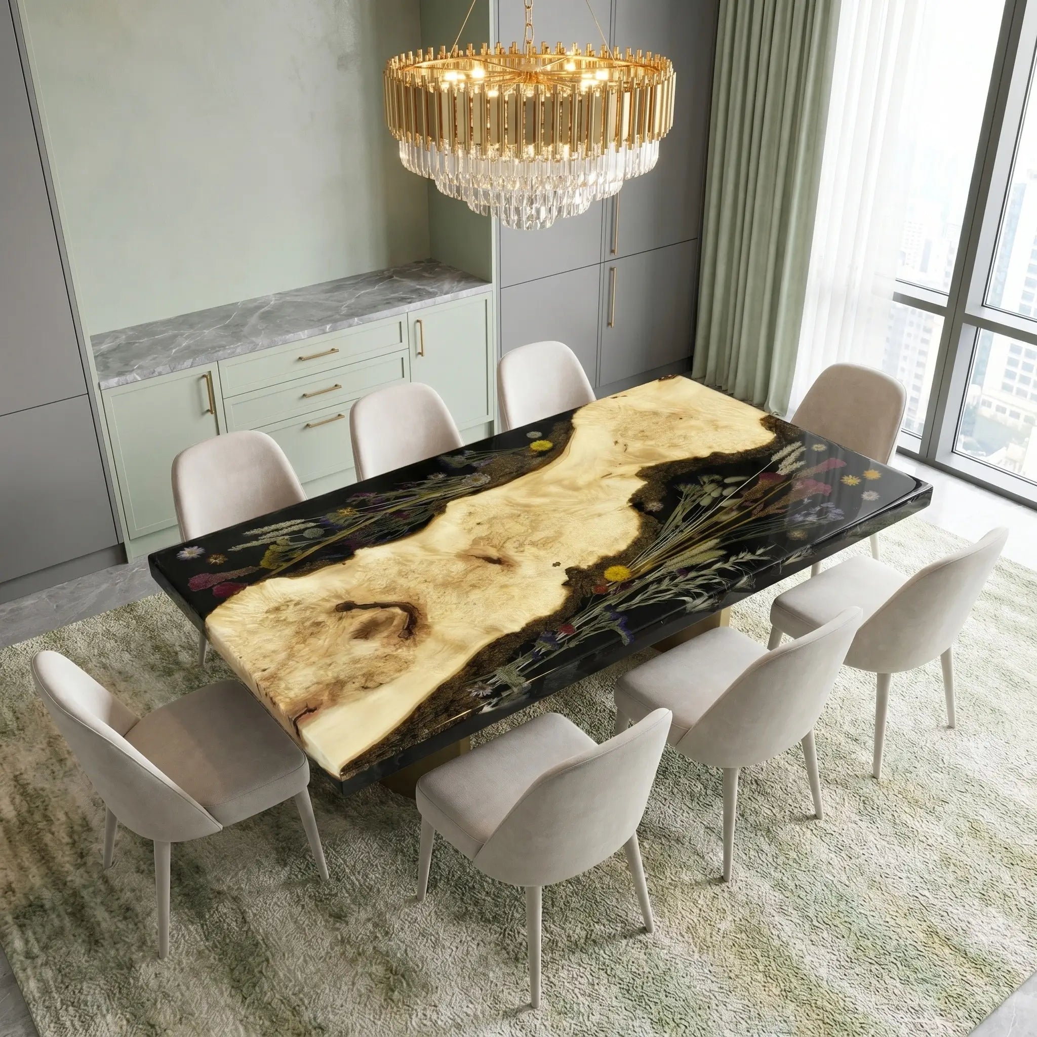 Custom-Poplar-Epoxy-Resin-Rectangular-Flower-Coffee-Table-Black-Resin-ERP-33-22