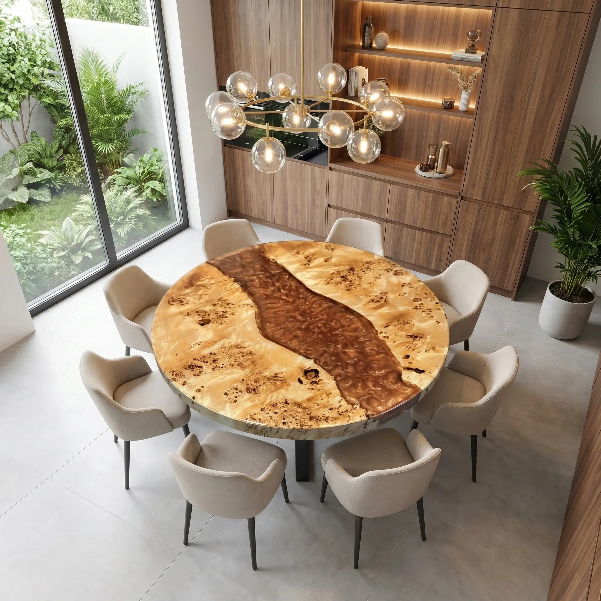 Custom-Poplar-Epoxy-Resin-Round-Coffee-Table-Orange-Resin-PRT-92-20