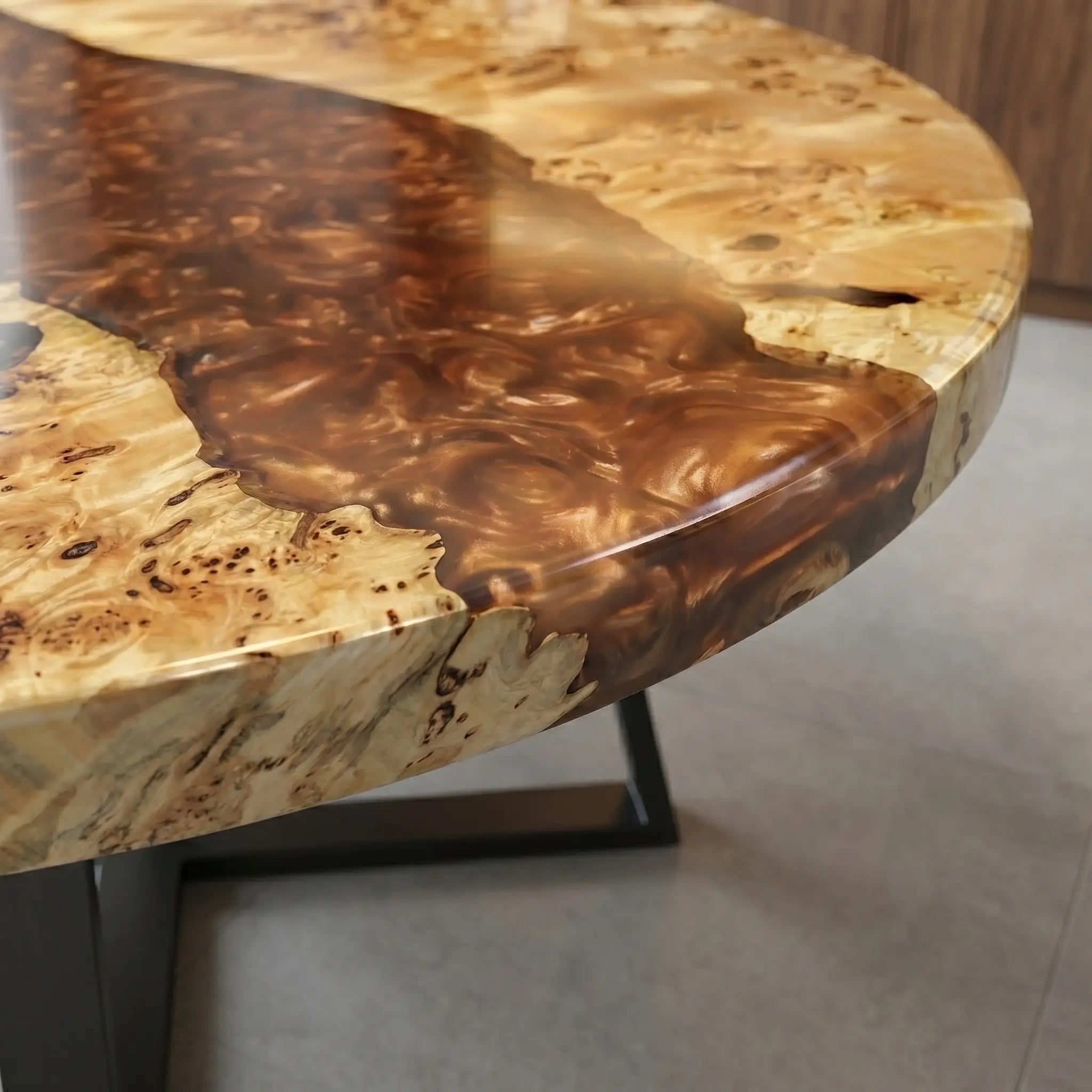 Custom-Poplar-Epoxy-Resin-Round-Coffee-Table-Orange-Resin-PRT-92-21