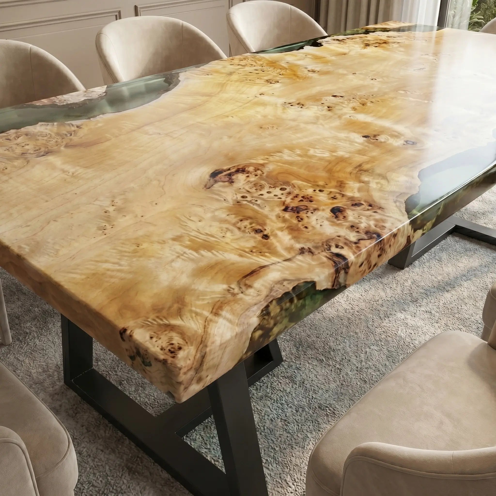 Custom-Poplar-Wood-Epoxy-Resin-River-Table-Transparent-Green-ABT-29-19