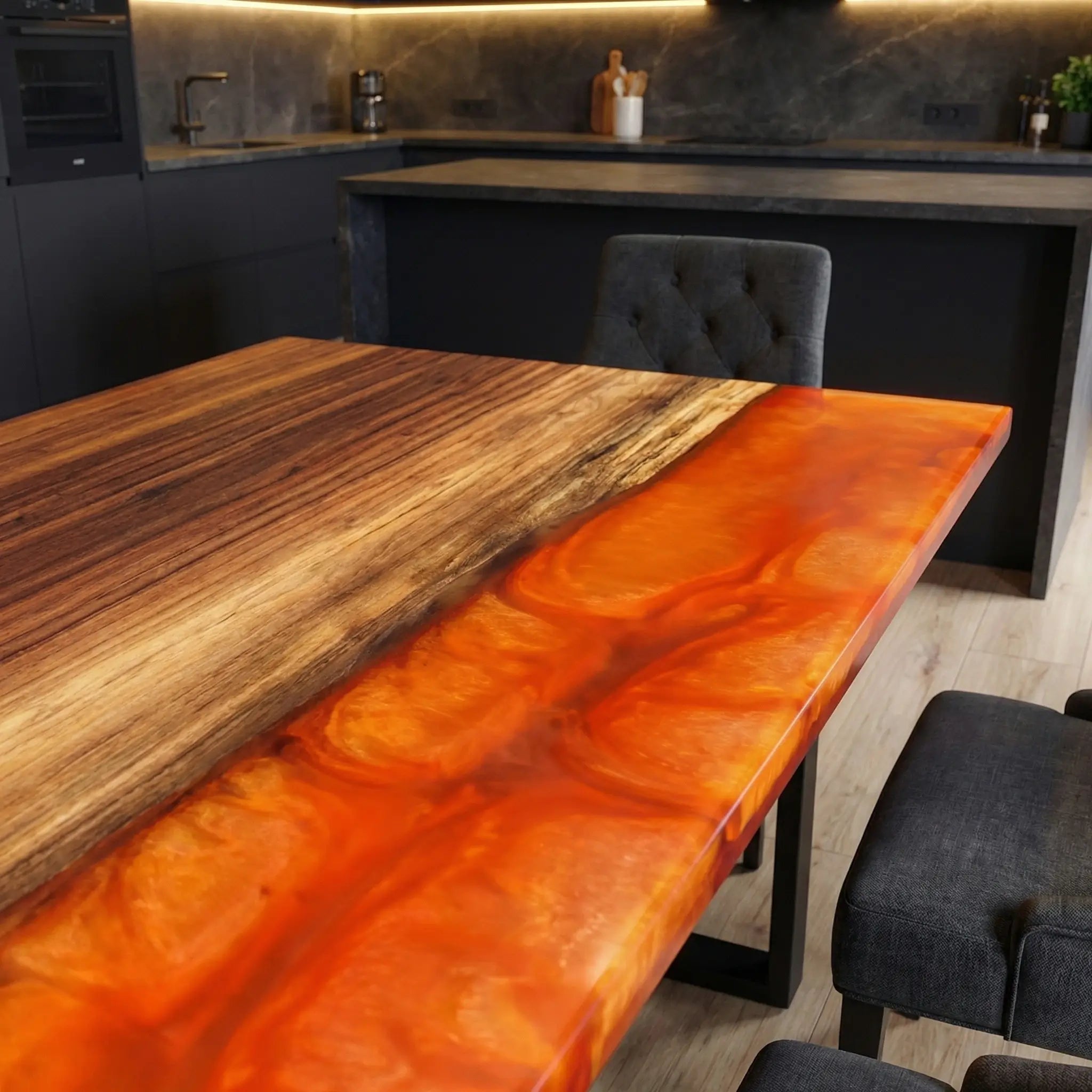 Custom-Walnut-Epoxy-Resin-River-Table-Orange-Resin-OGG-29-19