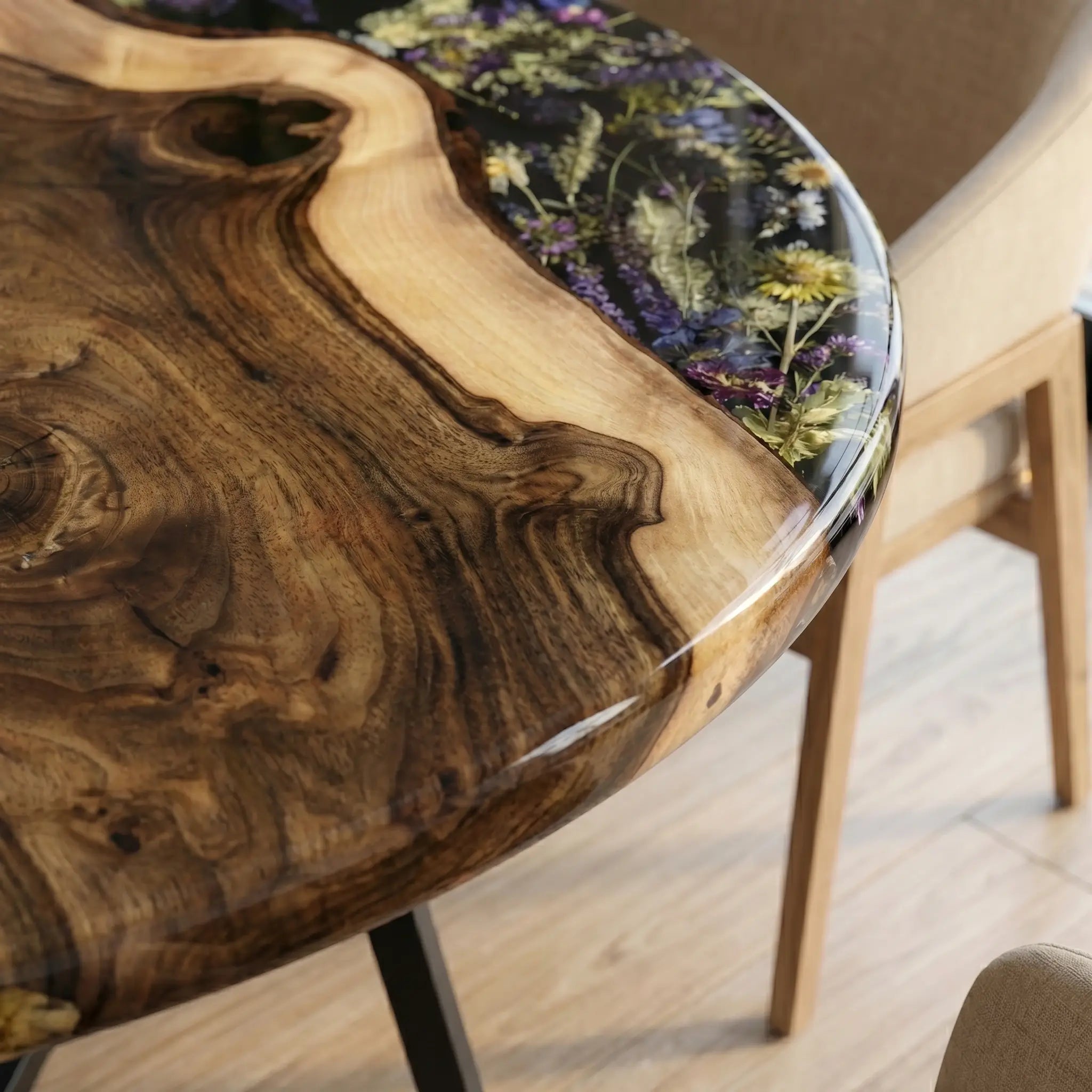 Custom-Walnut-Epoxy-Resin-Round-Flower-Coffee-Table-Black-Resin-ETT-36-20