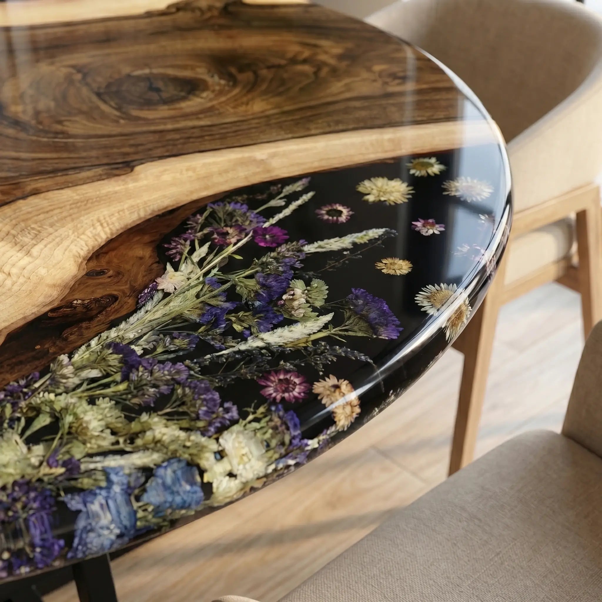 Custom-Walnut-Epoxy-Resin-Round-Flower-Coffee-Table-Black-Resin-ETT-36-21