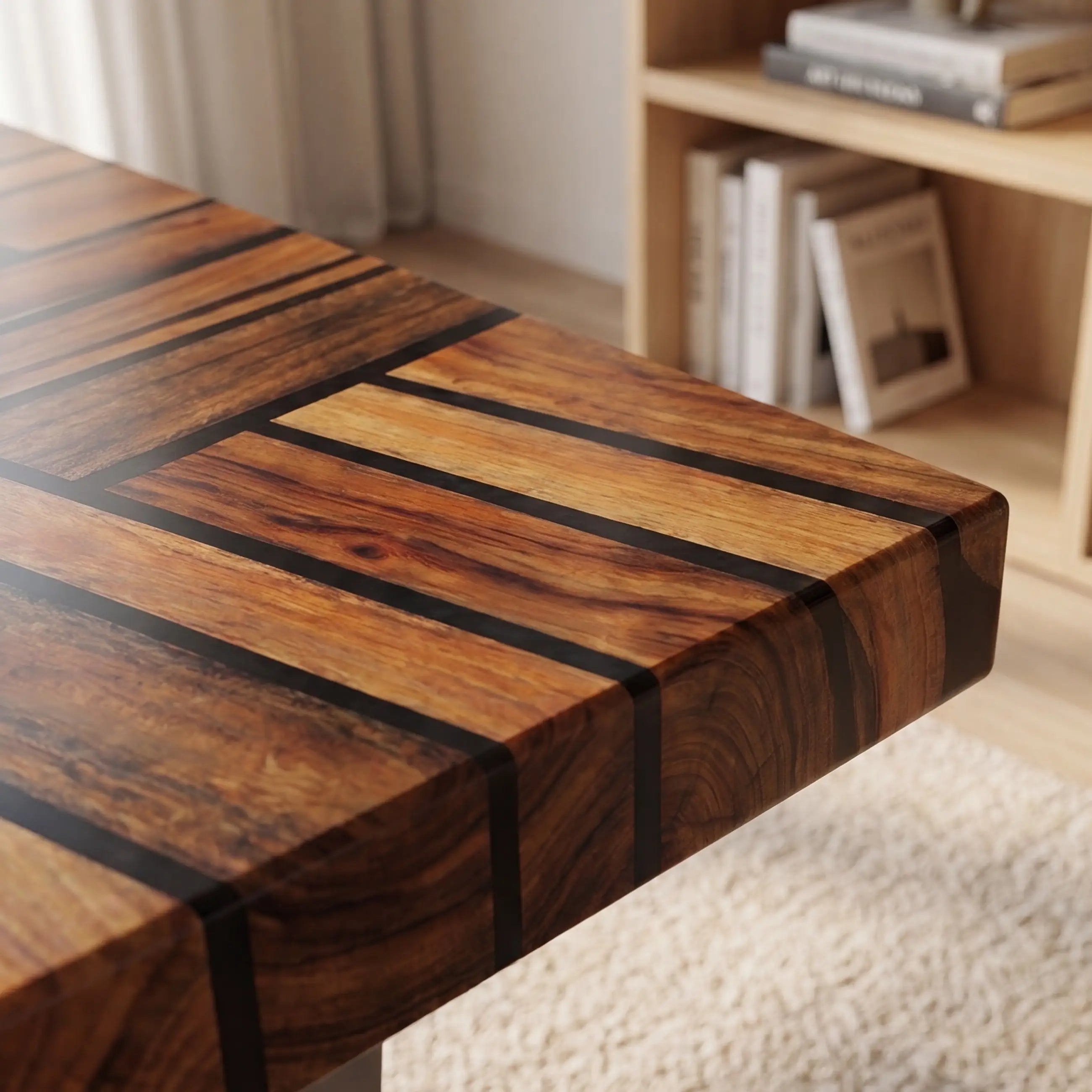 Custom Black Walnut and Solid Black Resin “Matrix” Series Desk RD-24
