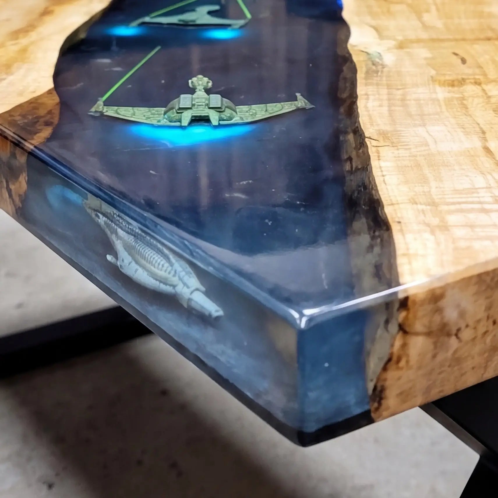 Custom Walnut and Embedded Sci-Fi Resin “Apex” Series Desk (With Custom Engraving) RD-34