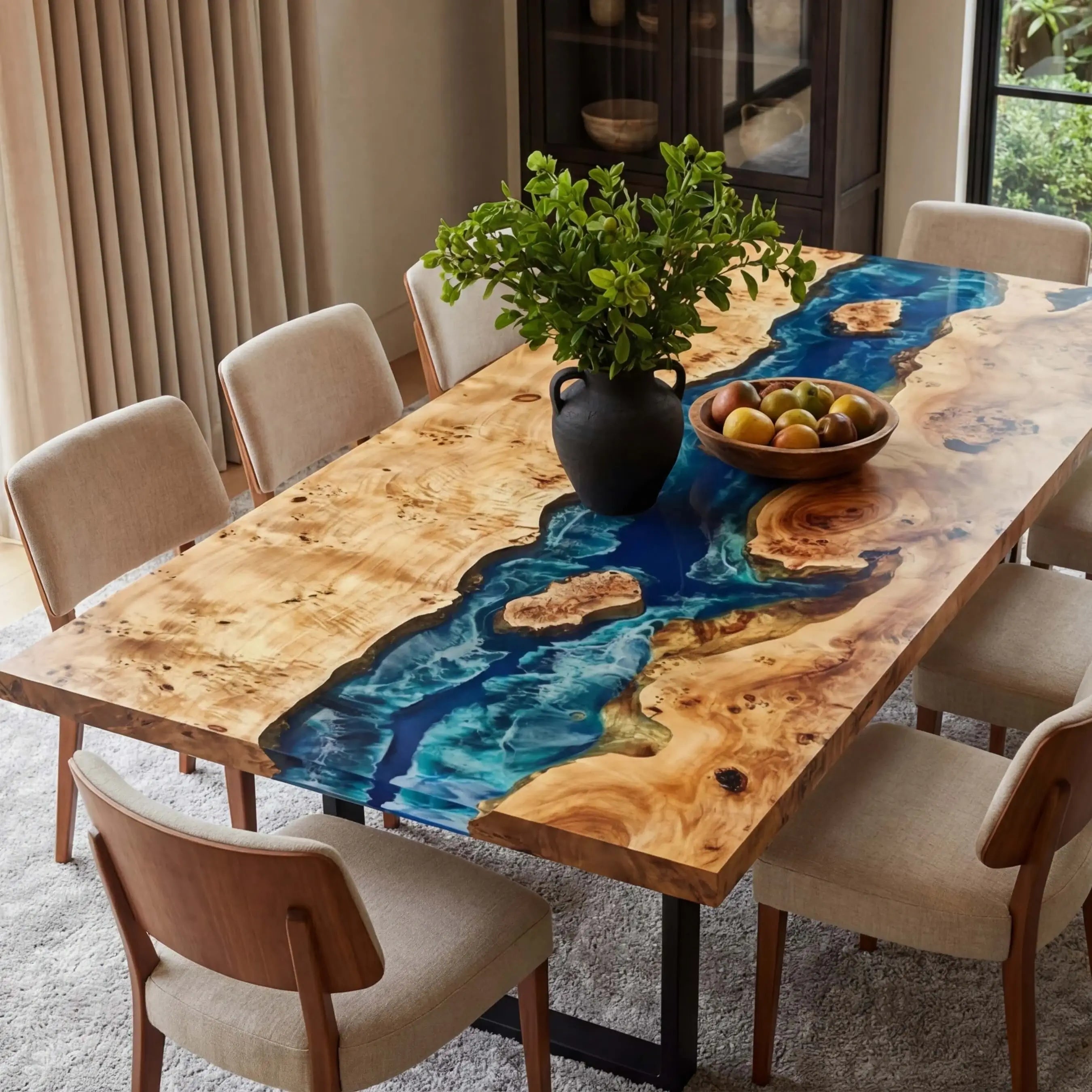 CustomPoplarEpoxyResinRiverTableDeepBlueWavesXRT-32-19