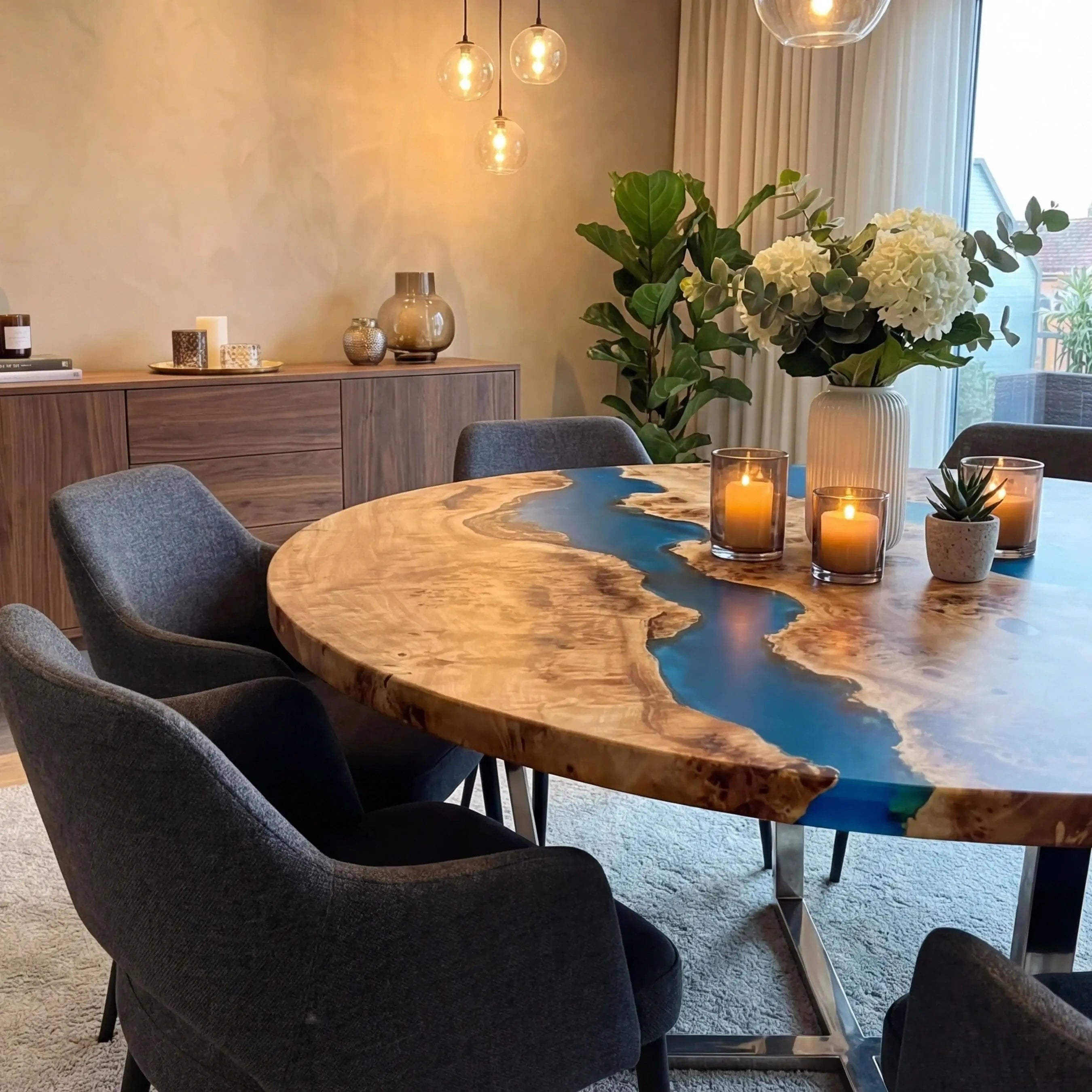 CustomPoplarEpoxyResinRoundCoffeeTableBlueResinERT-62-21
