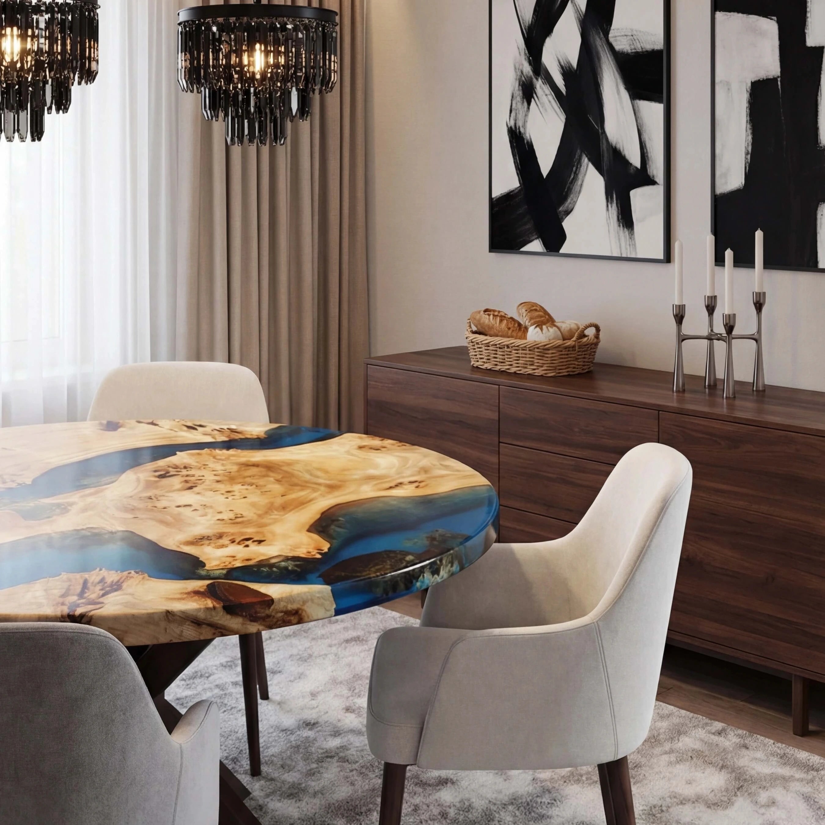 CustomPoplarEpoxyResinRoundCoffeeTableBlueResinERT-87-20