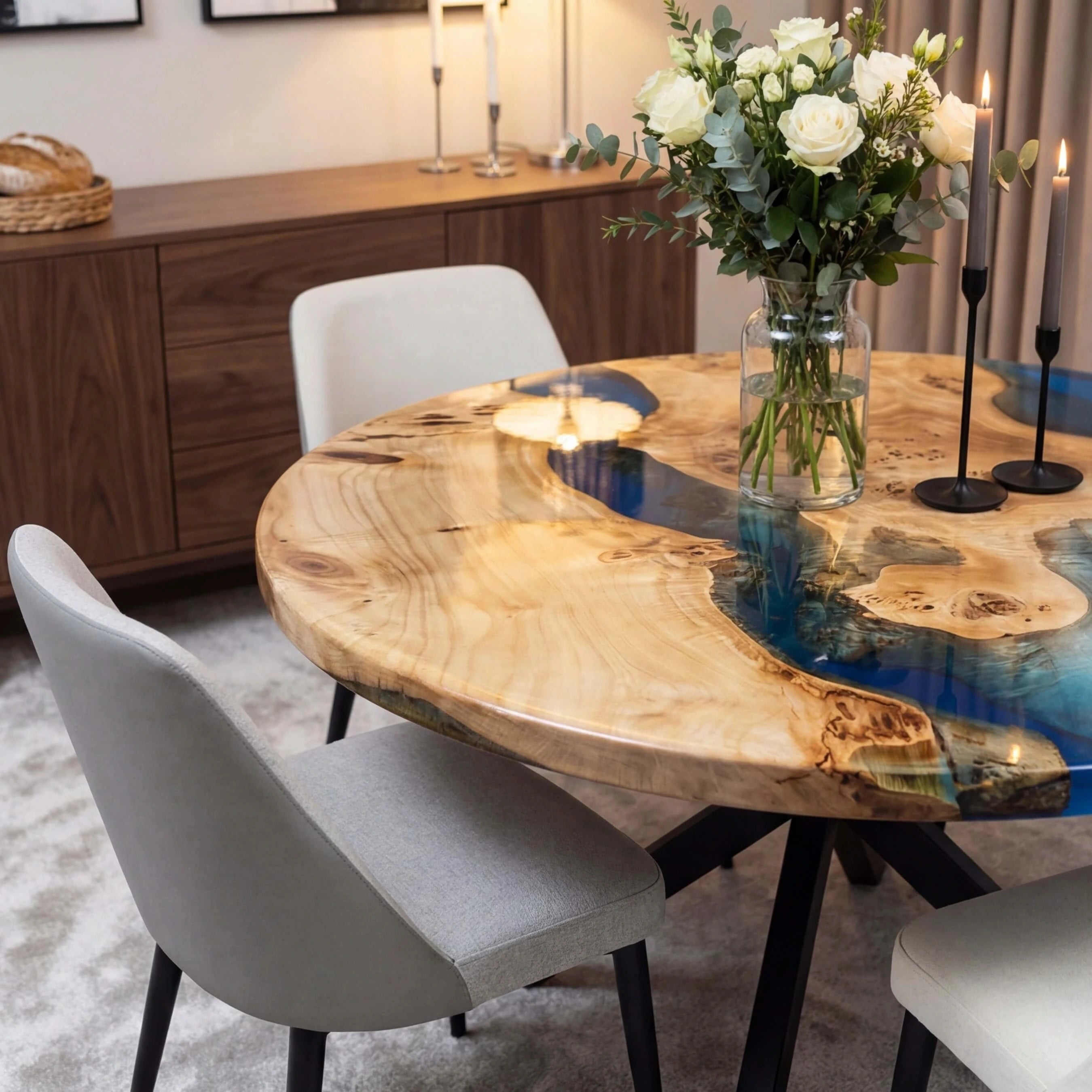CustomPoplarEpoxyResinRoundCoffeeTableBlueResinERT-87-21