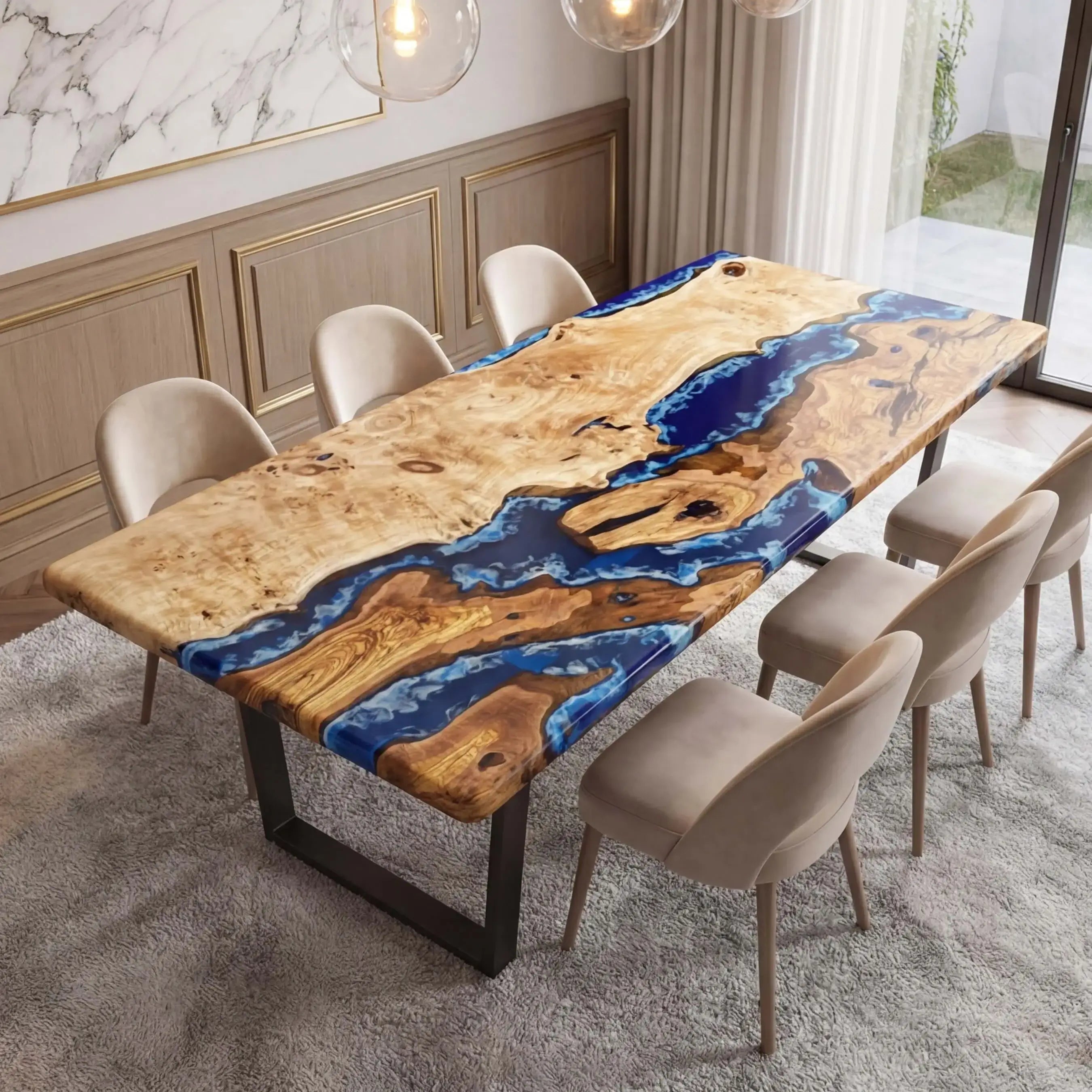 CustomPoplarWoodEpoxyResinRiverTableBlueWavesQRT-56-20