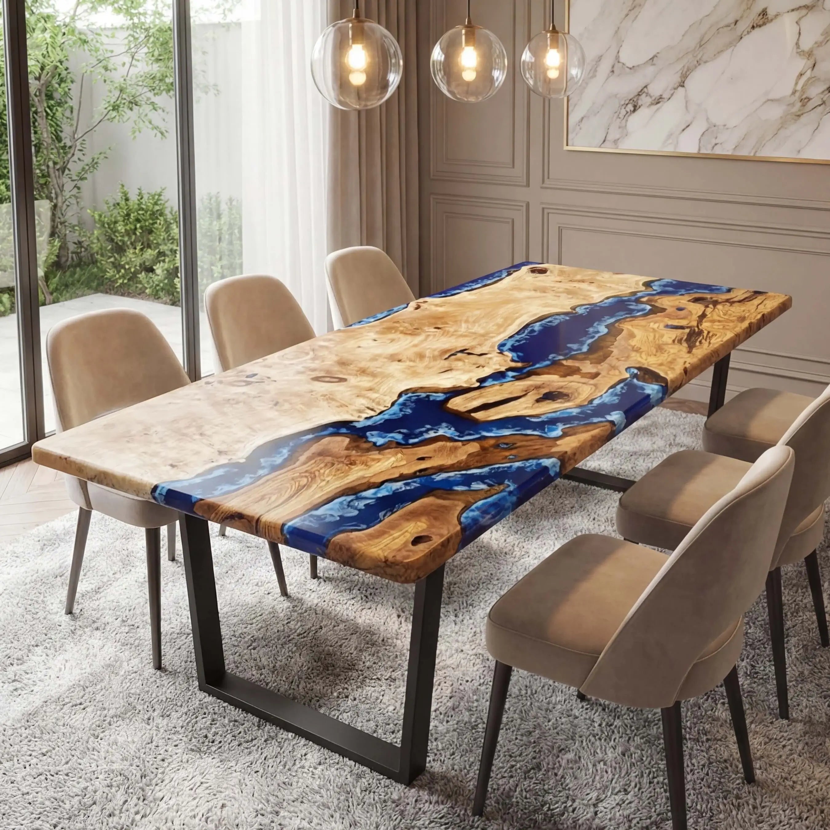 CustomPoplarWoodEpoxyResinRiverTableBlueWavesQRT-56-23