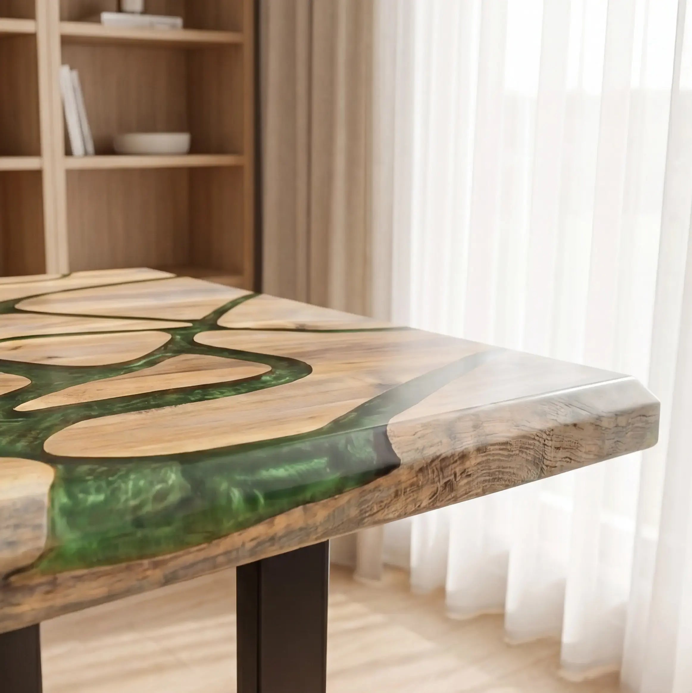 Custom Poplar and Green Resin “Vine” Series Desk RD-12