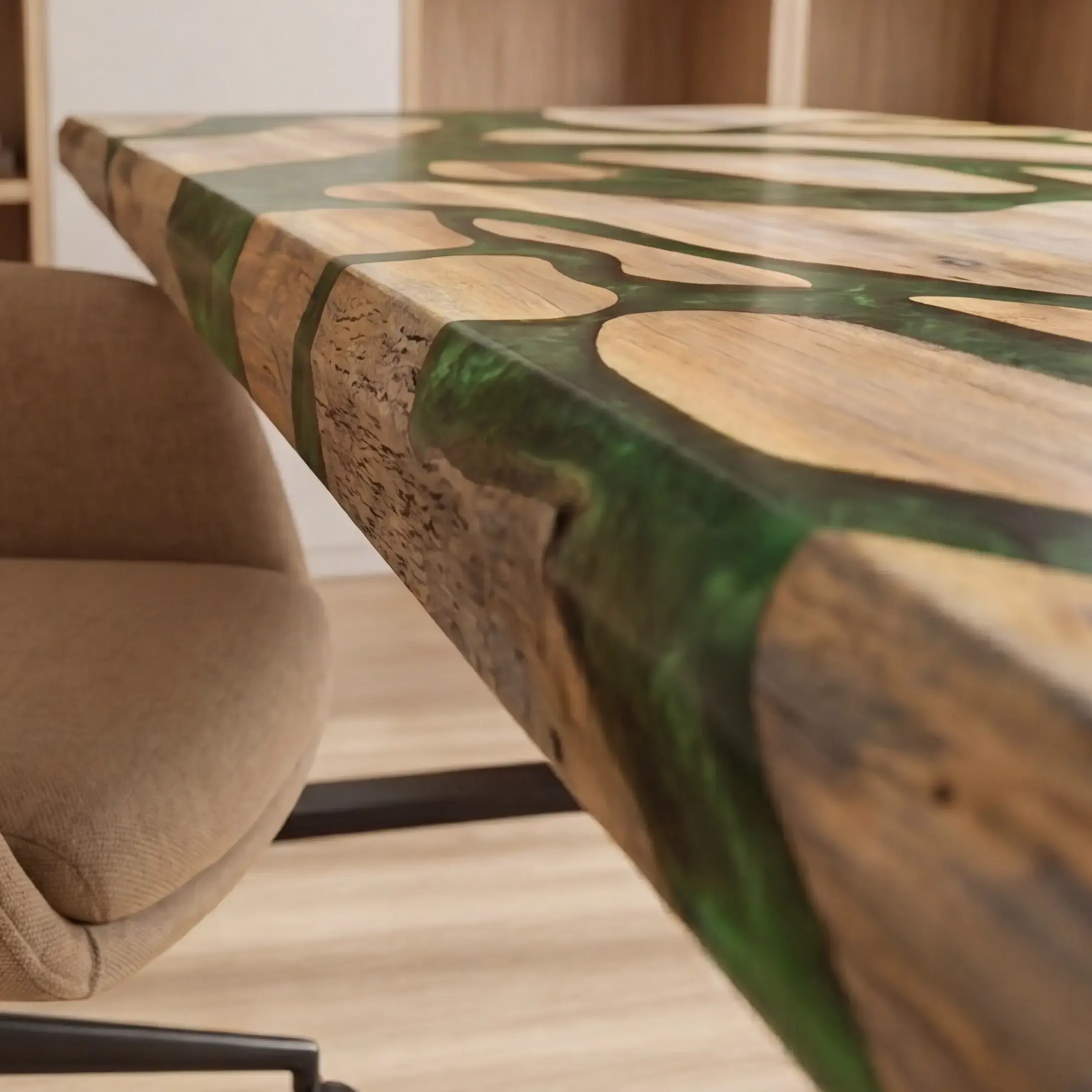 Custom Poplar and Green Resin “Vine” Series Desk RD-12