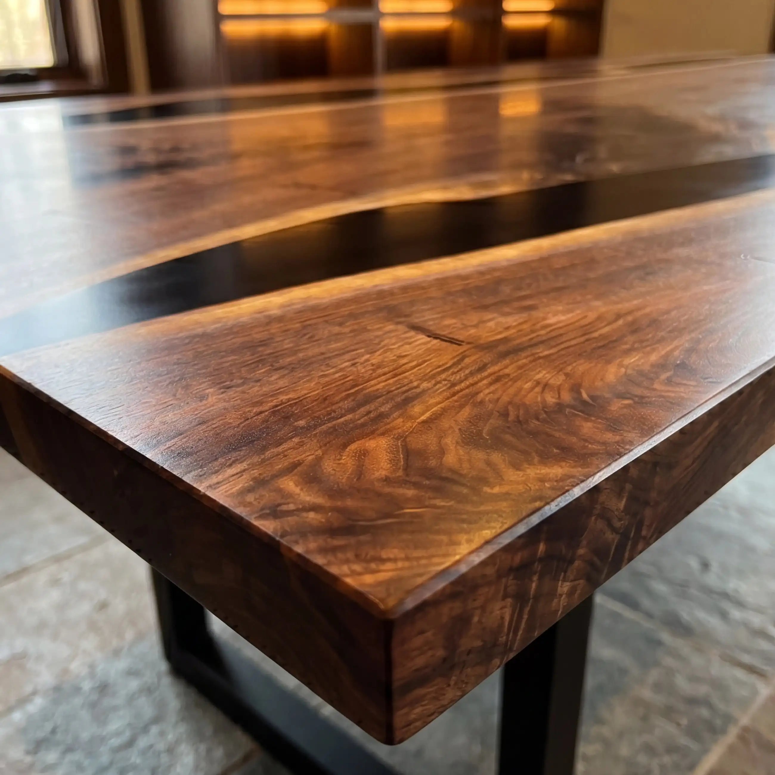 Custom Walnut and Black Resin “Executive Signature” Series Desk (With Custom Corporate Logo) RD-38