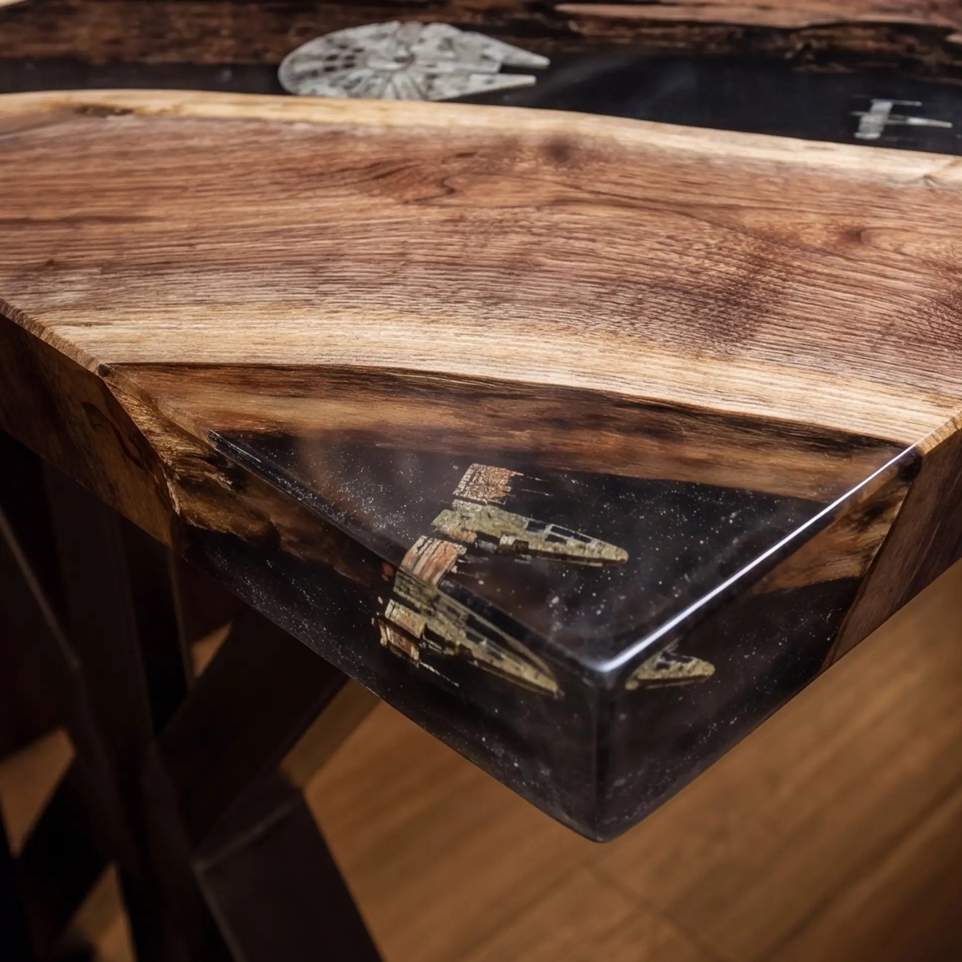 Custom Walnut and Embedded Sci-Fi Theme Resin “Hyperspace” Series Desk RD-33