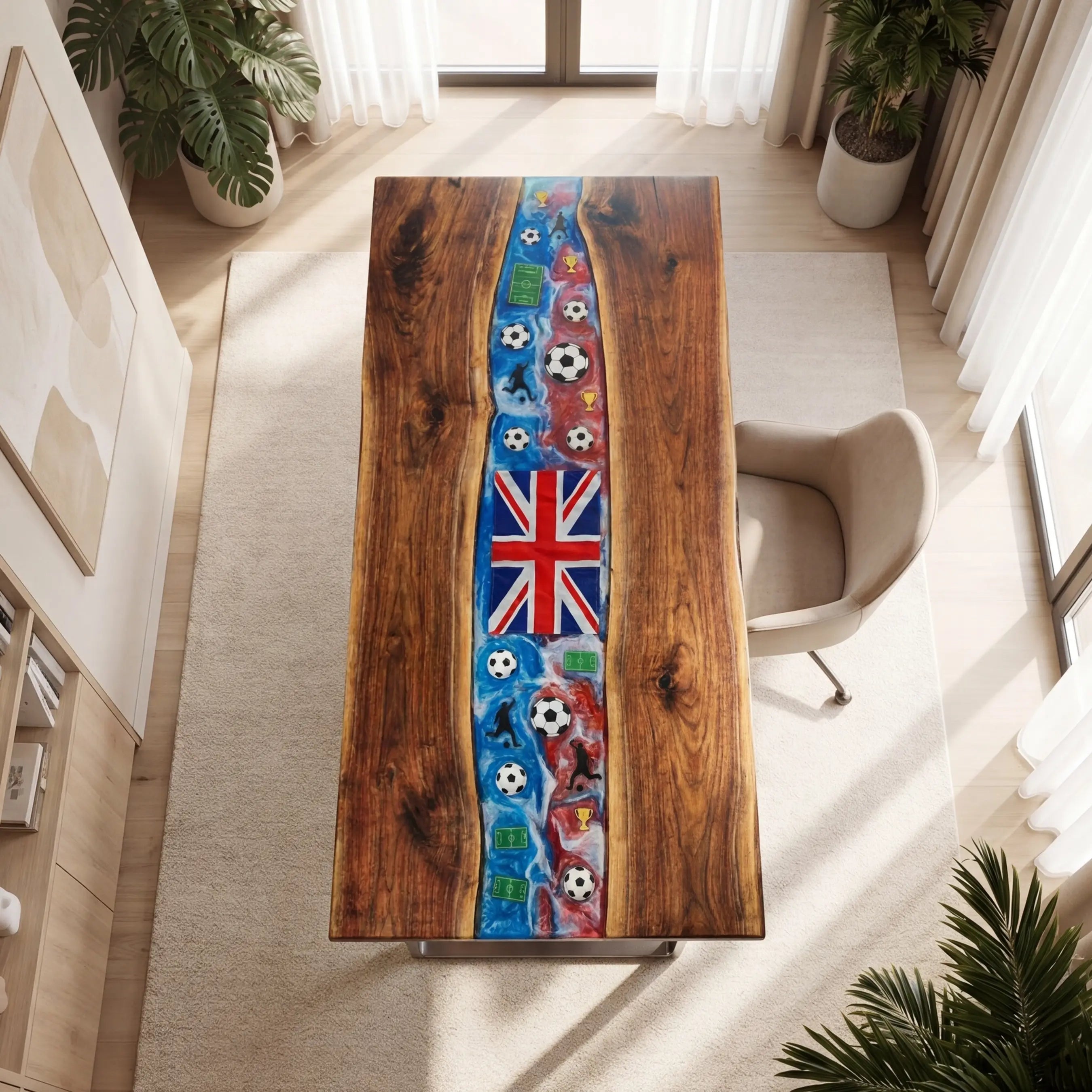 Custom Walnut and Embedded Sports Theme Resin “Heritage” Series Desk RD-18