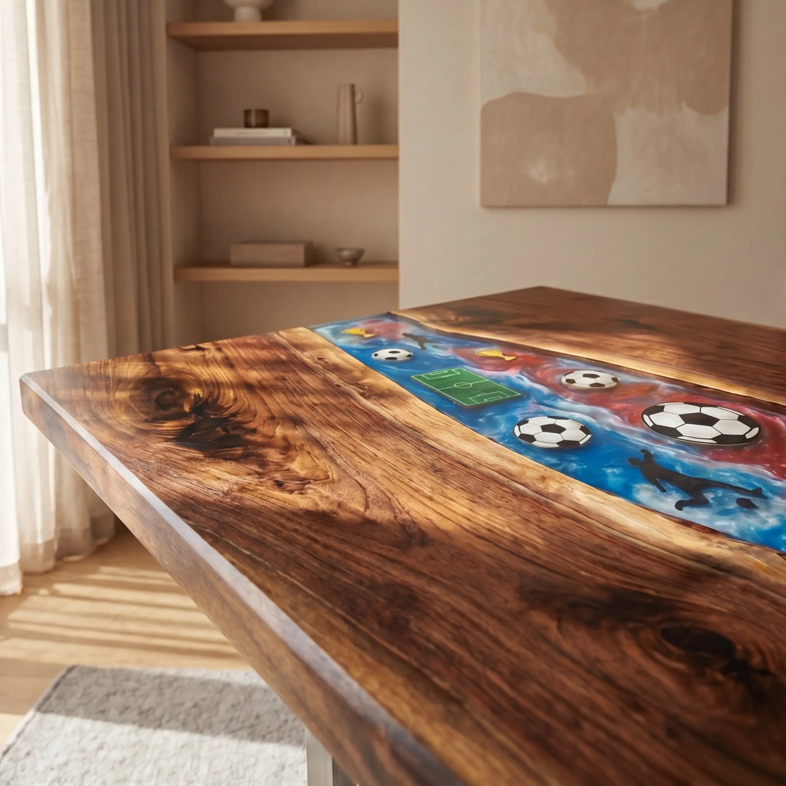 Custom Walnut and Embedded Sports Theme Resin “Heritage” Series Desk RD-18