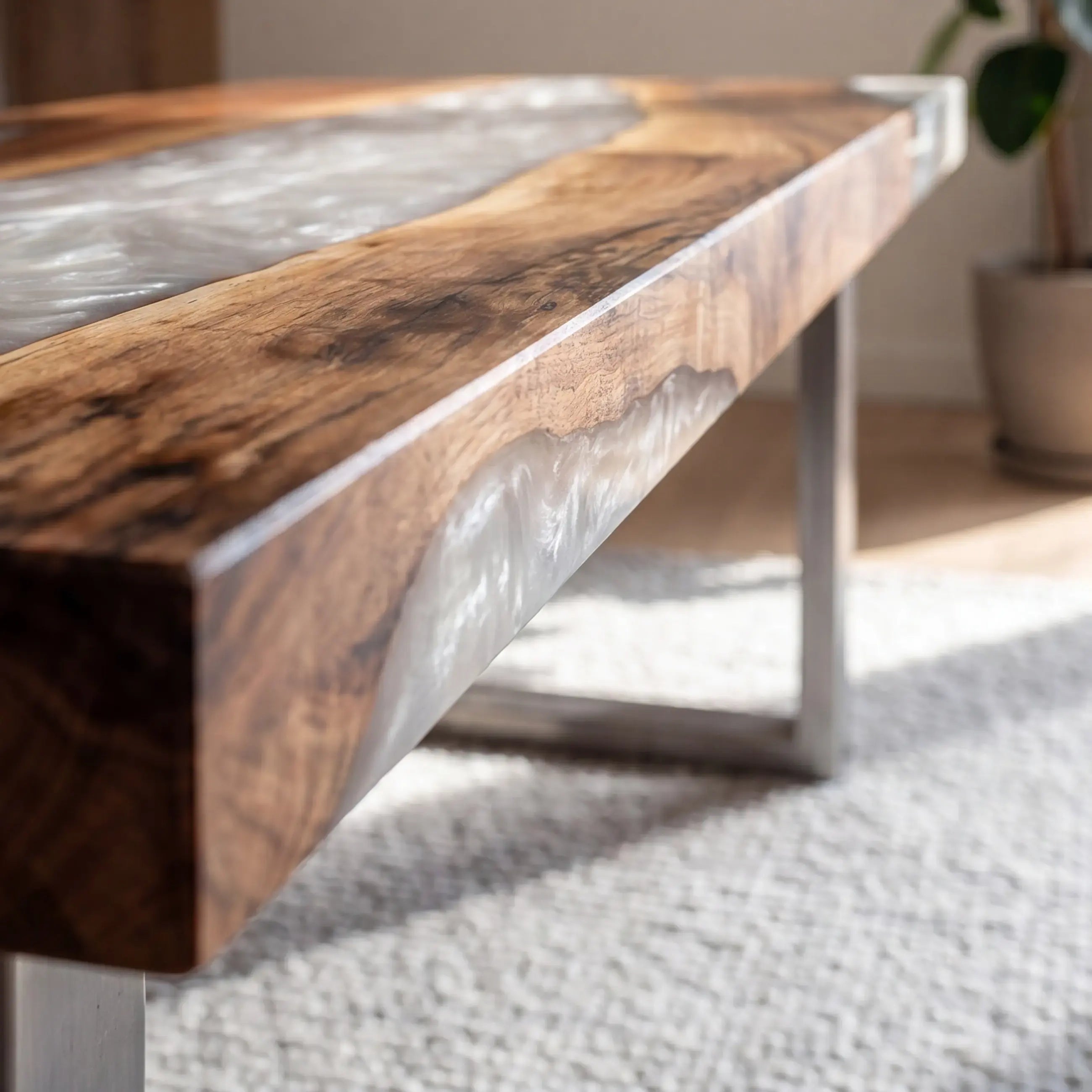 Custom Walnut and Pearl White Resin “Pearl” Series Desk RD-10