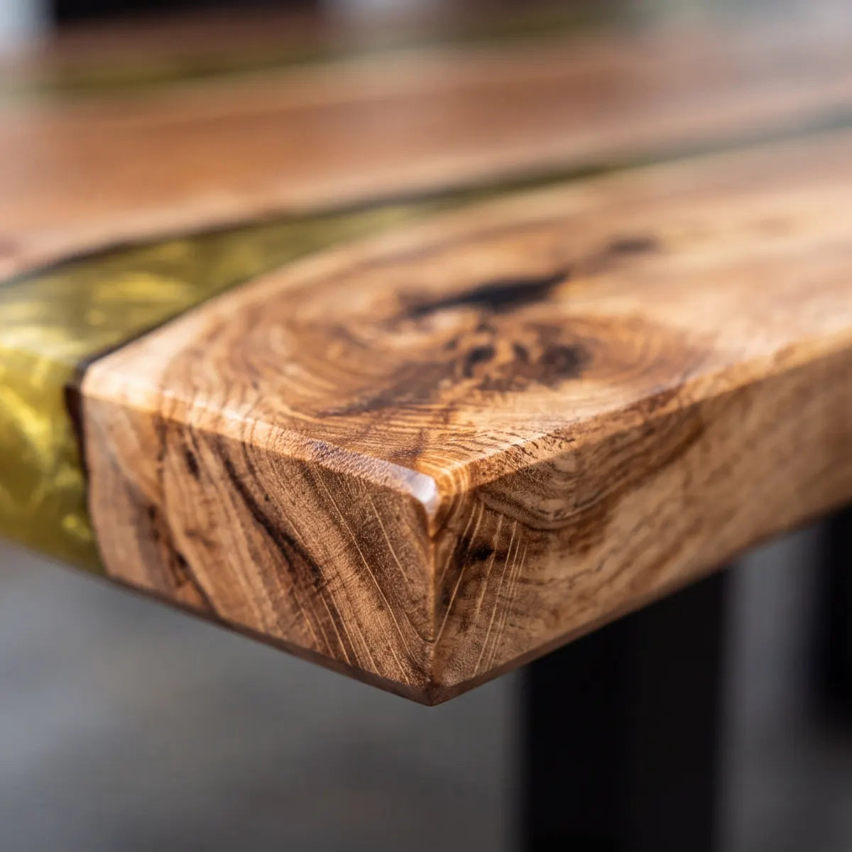 96 x 42 x 1.96 inch Black Walnut Metallic Gold Resin Rectangular Dining Table photo 4