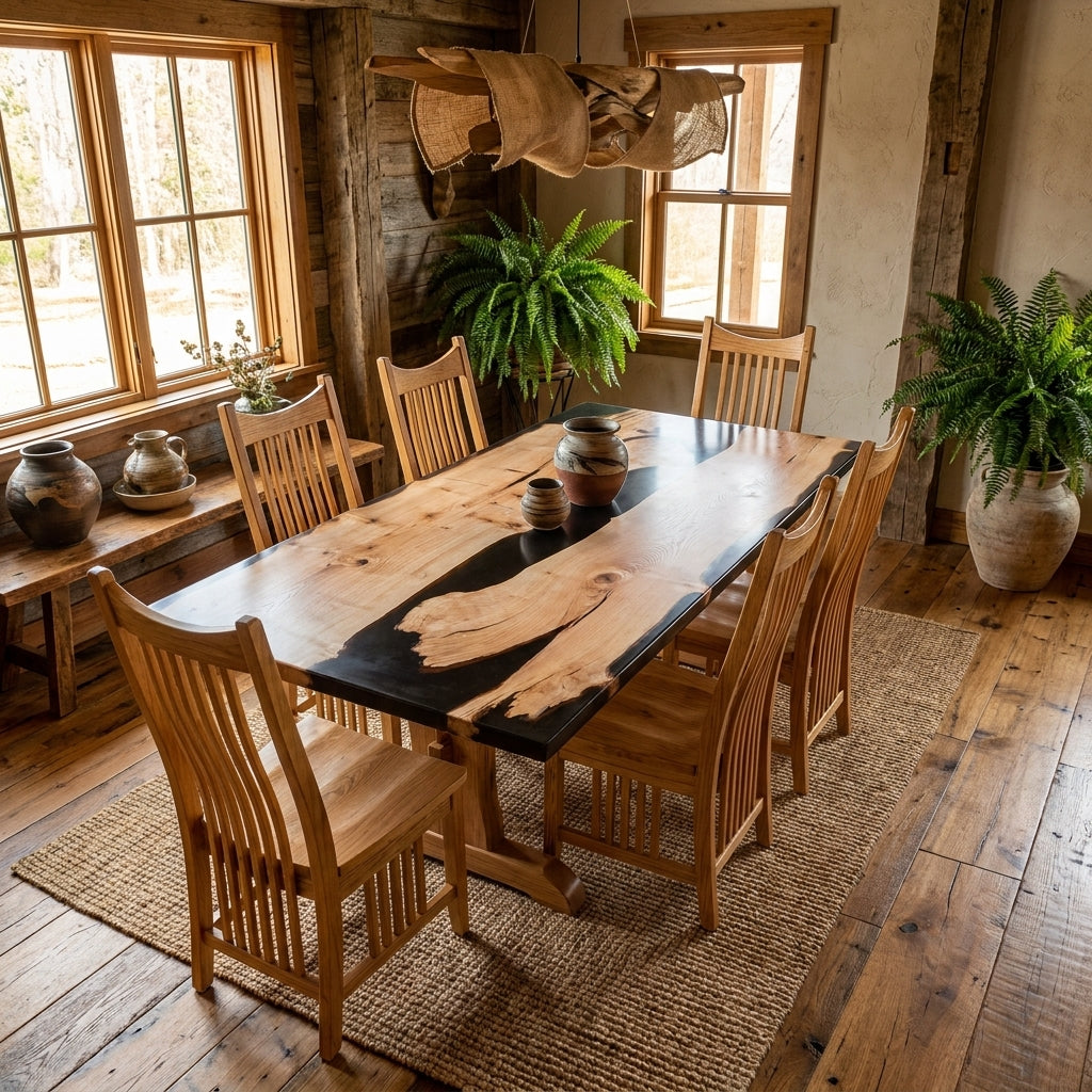 Custom Ash Epoxy Resin Rectangular Table Full Payment $3,391.22 for Debbie Oldenburg