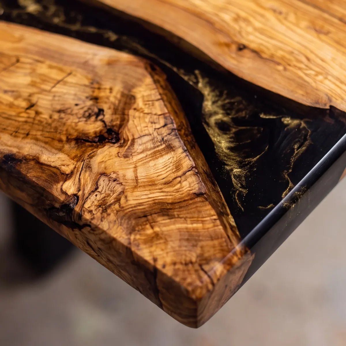 84 x 42 x 2.16 inch Olive Wood Metallic Gold resin dining table photo 4