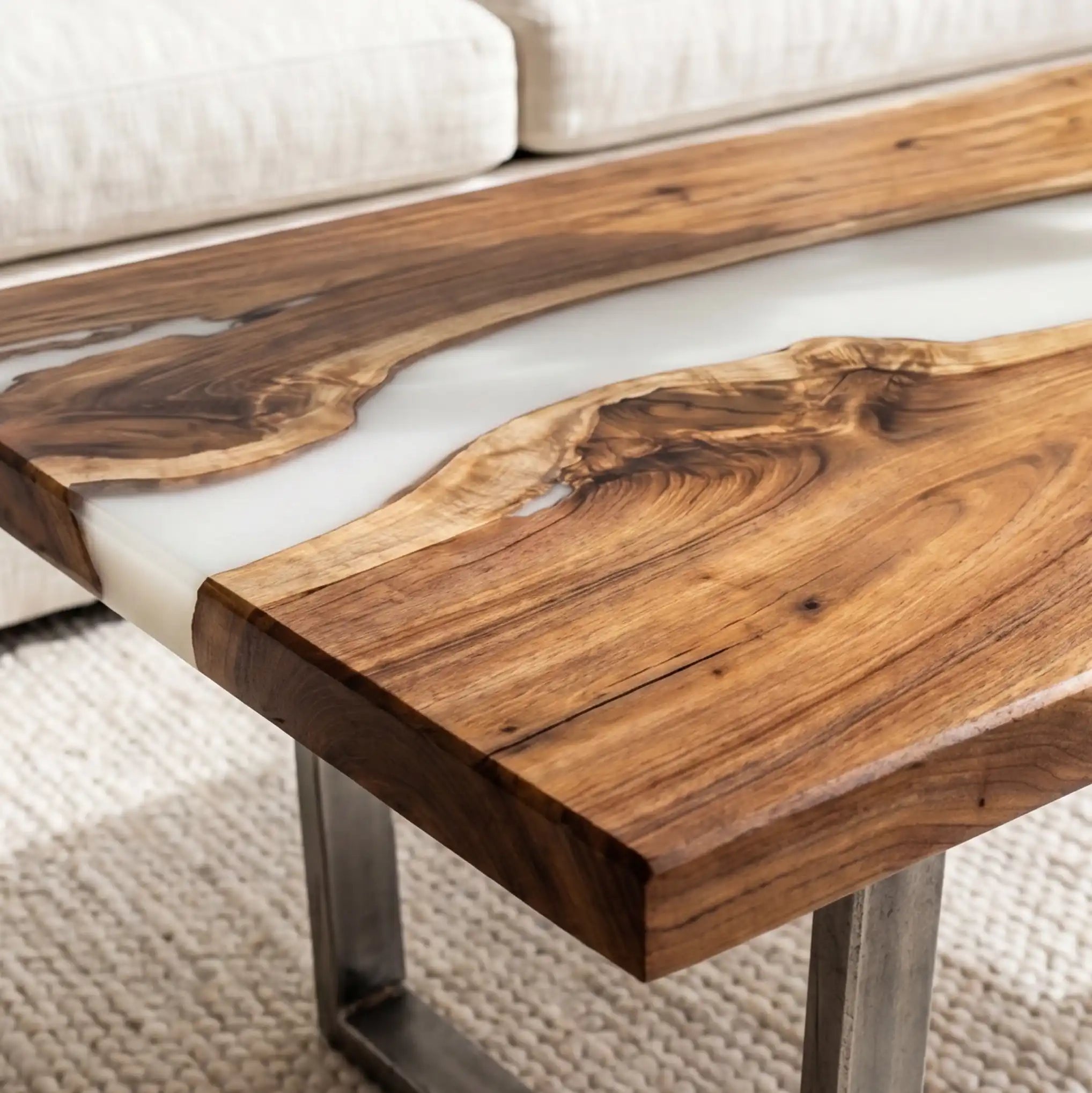 Olive Wood & White Resin Coffee Table ORT13