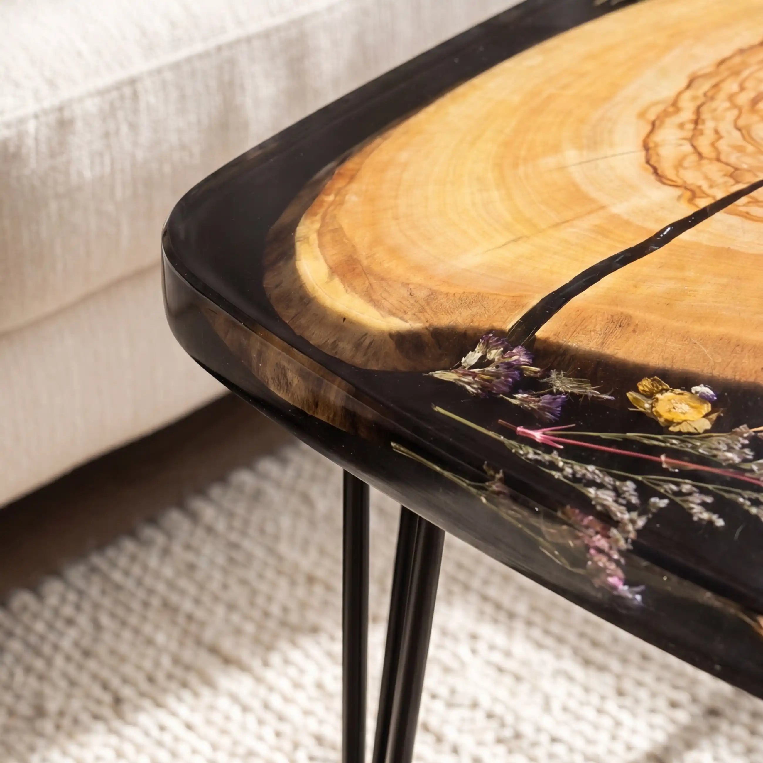 Poplar Wood & Botanical Butterfly Resin Coffee Table PRT8