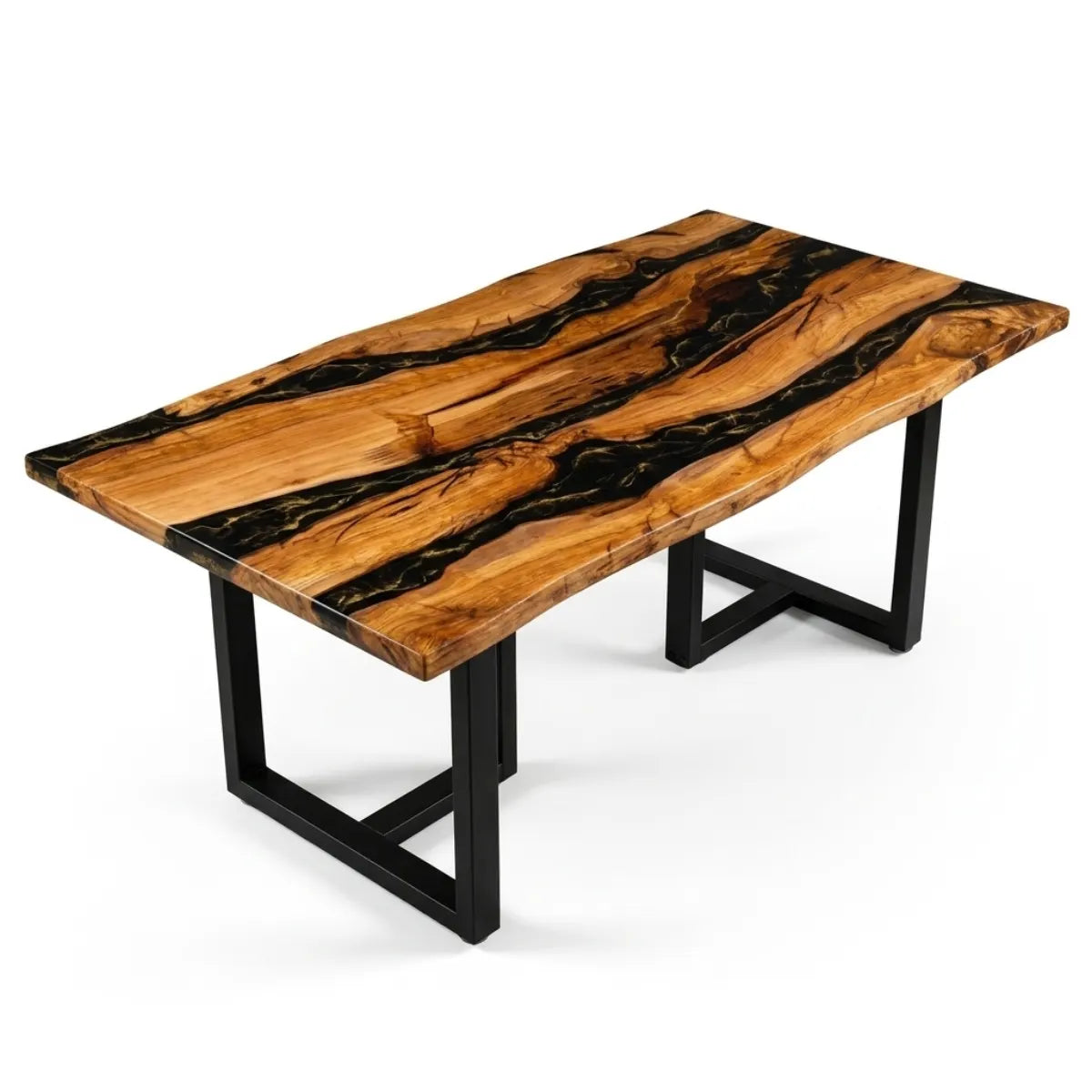 84 x 42 x 2.16 inch Olive Wood Metallic Gold resin dining table photo 1