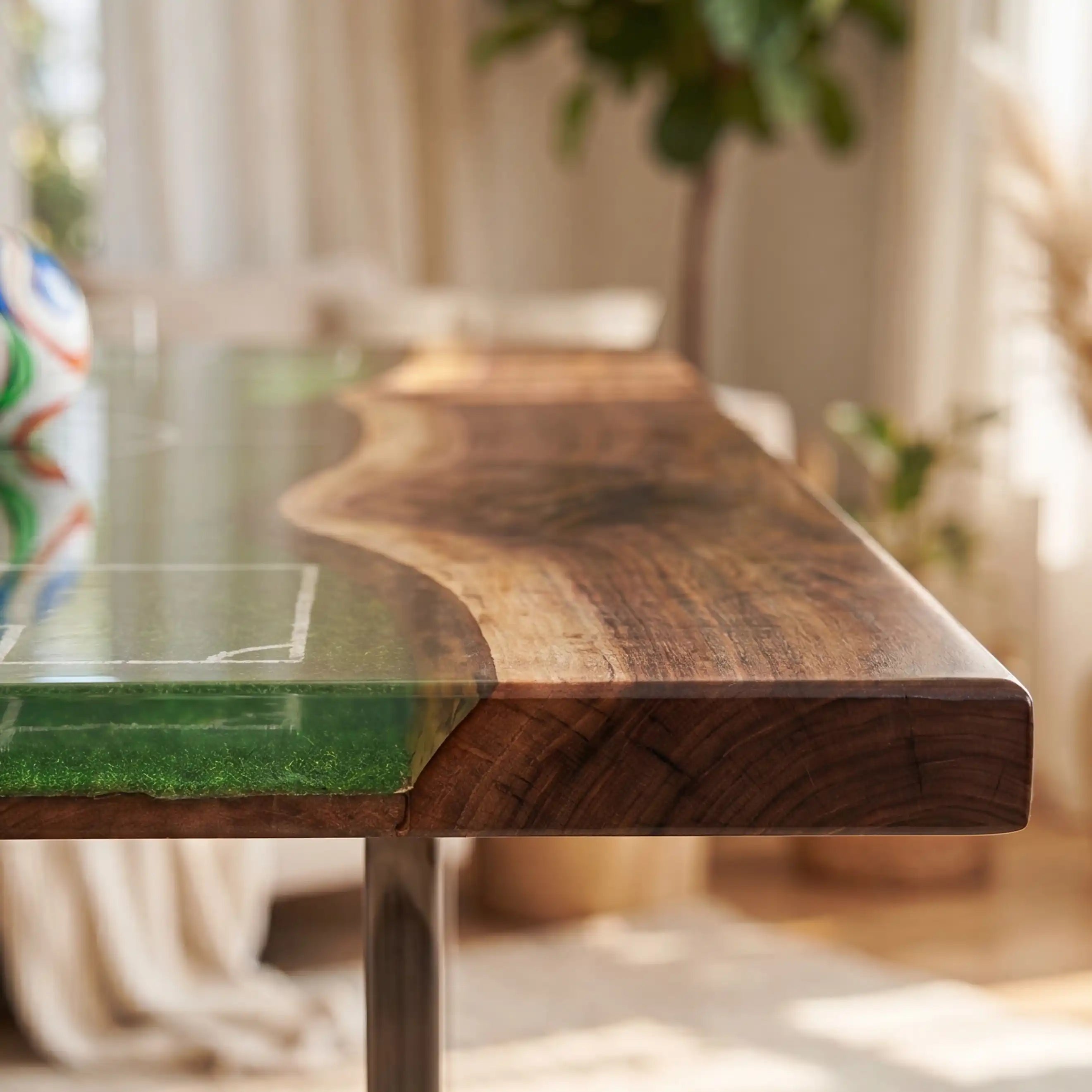 Walnut & 3D Soccer Pitch Resin Coffee Table WPC25